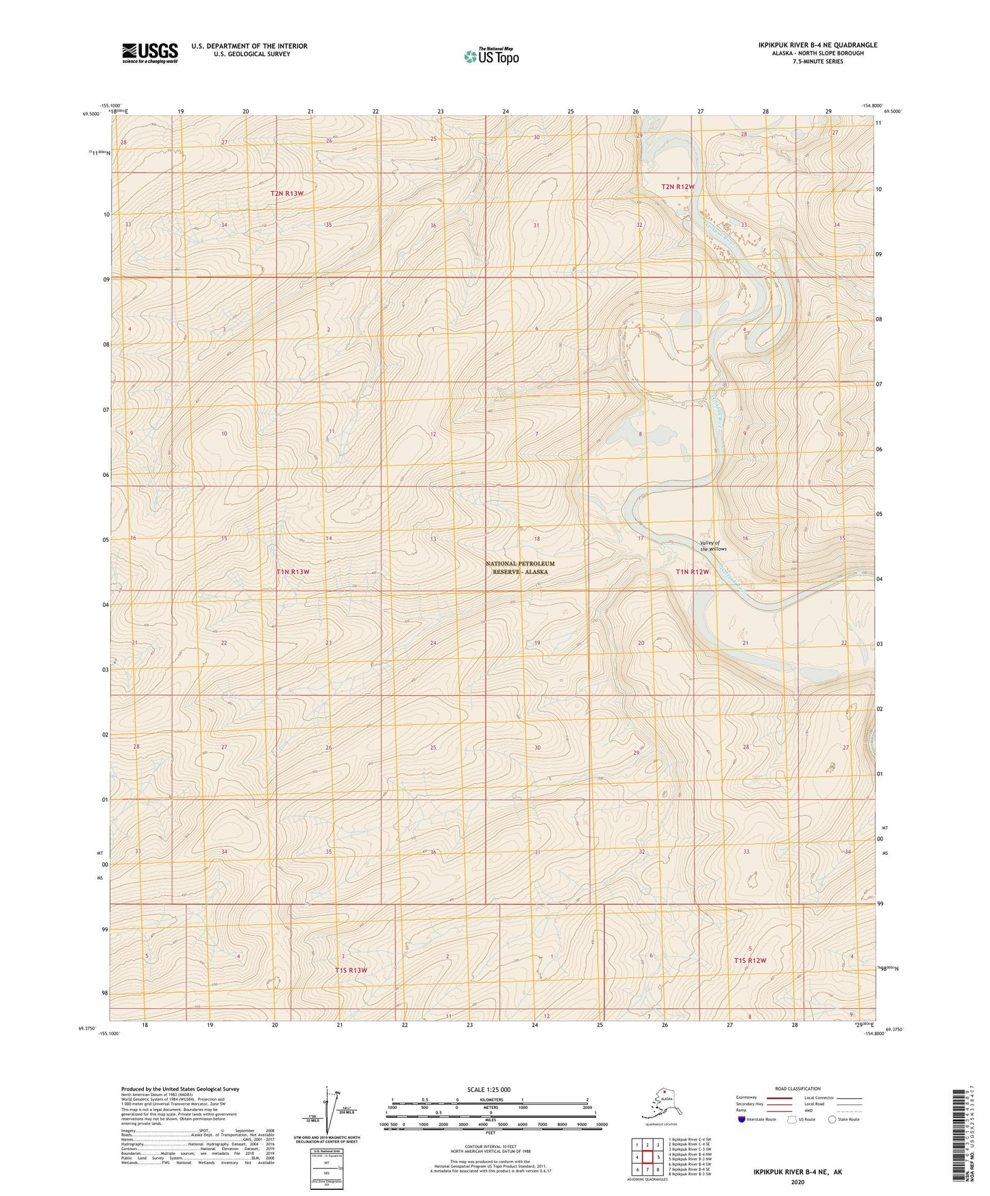 Ikpikpuk River B-4 NE Alaska US Topo Map Image