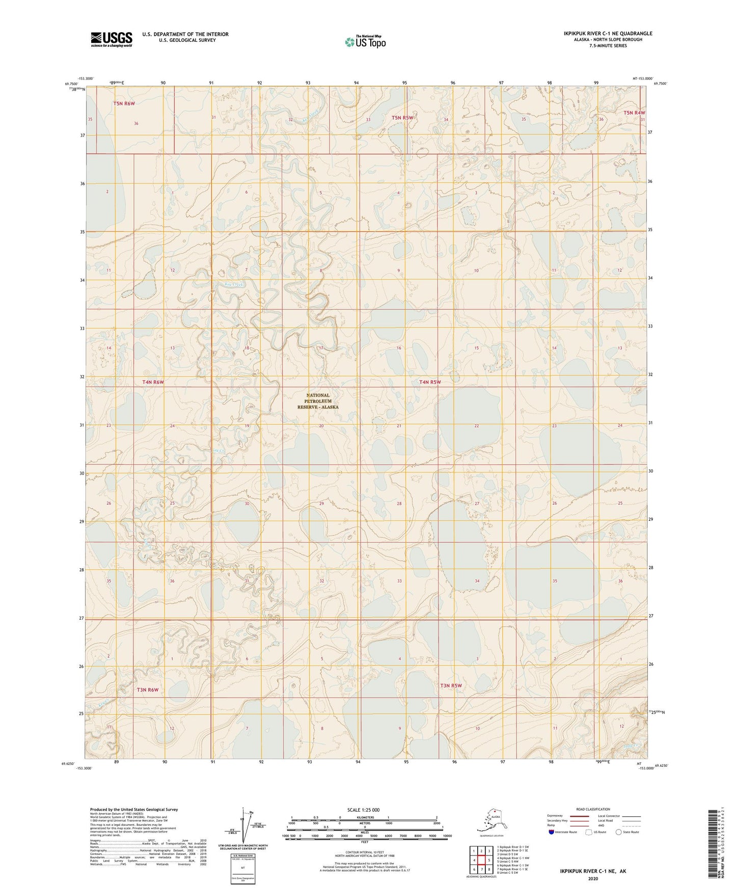 Ikpikpuk River C-1 NE Alaska US Topo Map Image