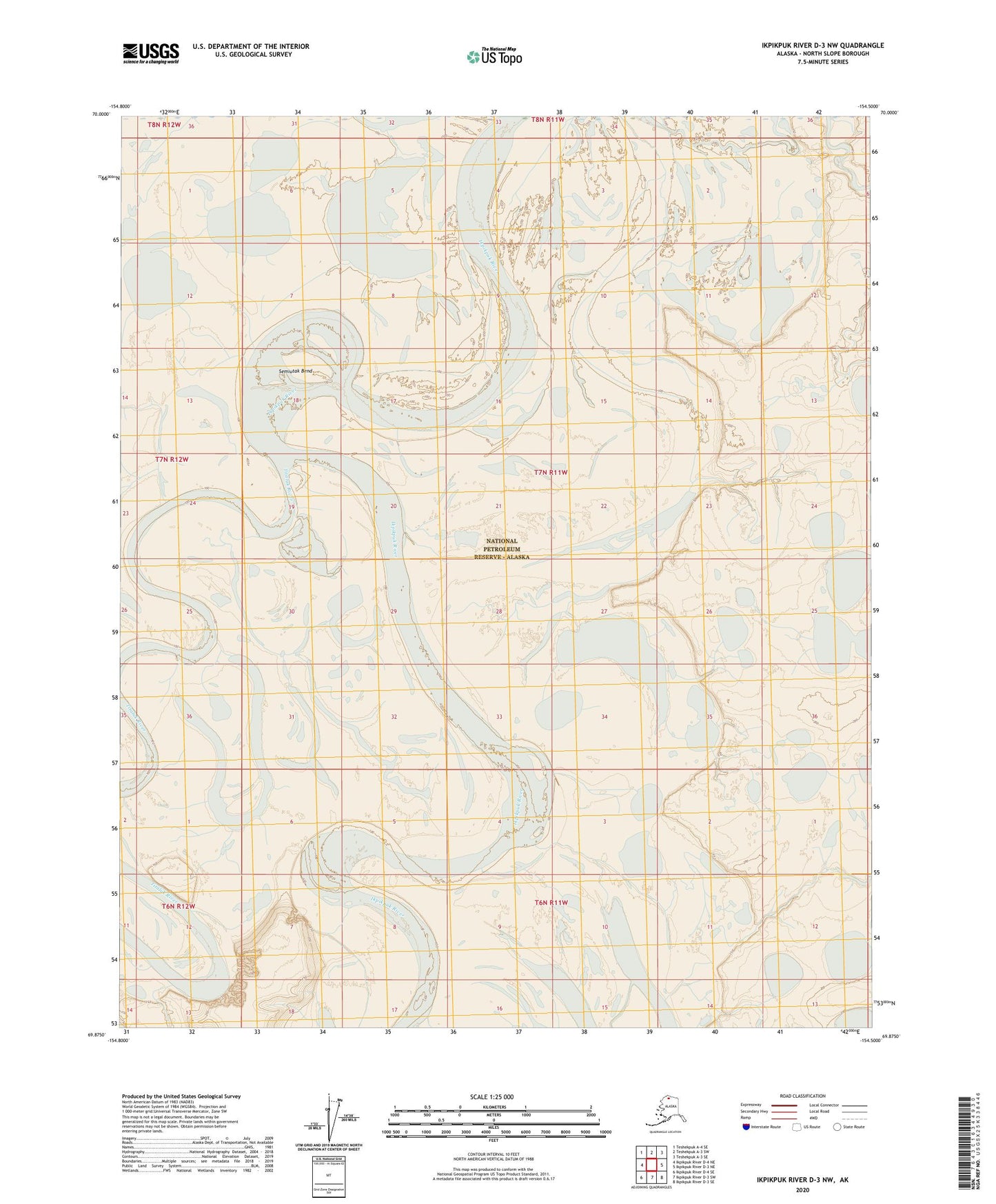 Ikpikpuk River D-3 NW Alaska US Topo Map Image