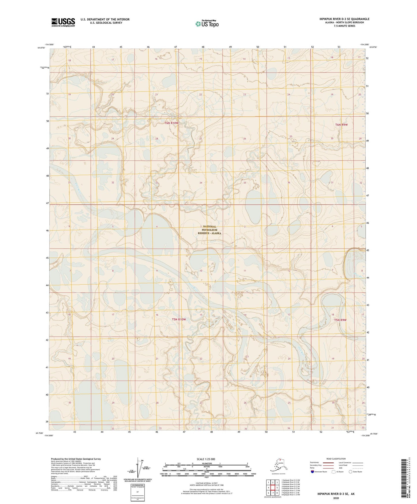 Ikpikpuk River D-3 SE Alaska US Topo Map Image