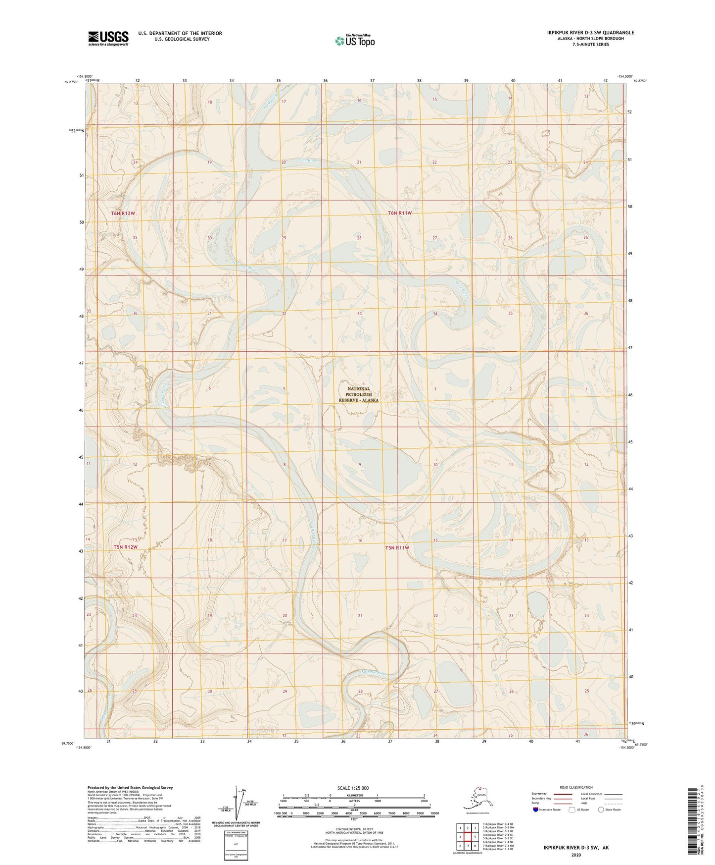 Ikpikpuk River D-3 SW Alaska US Topo Map Image