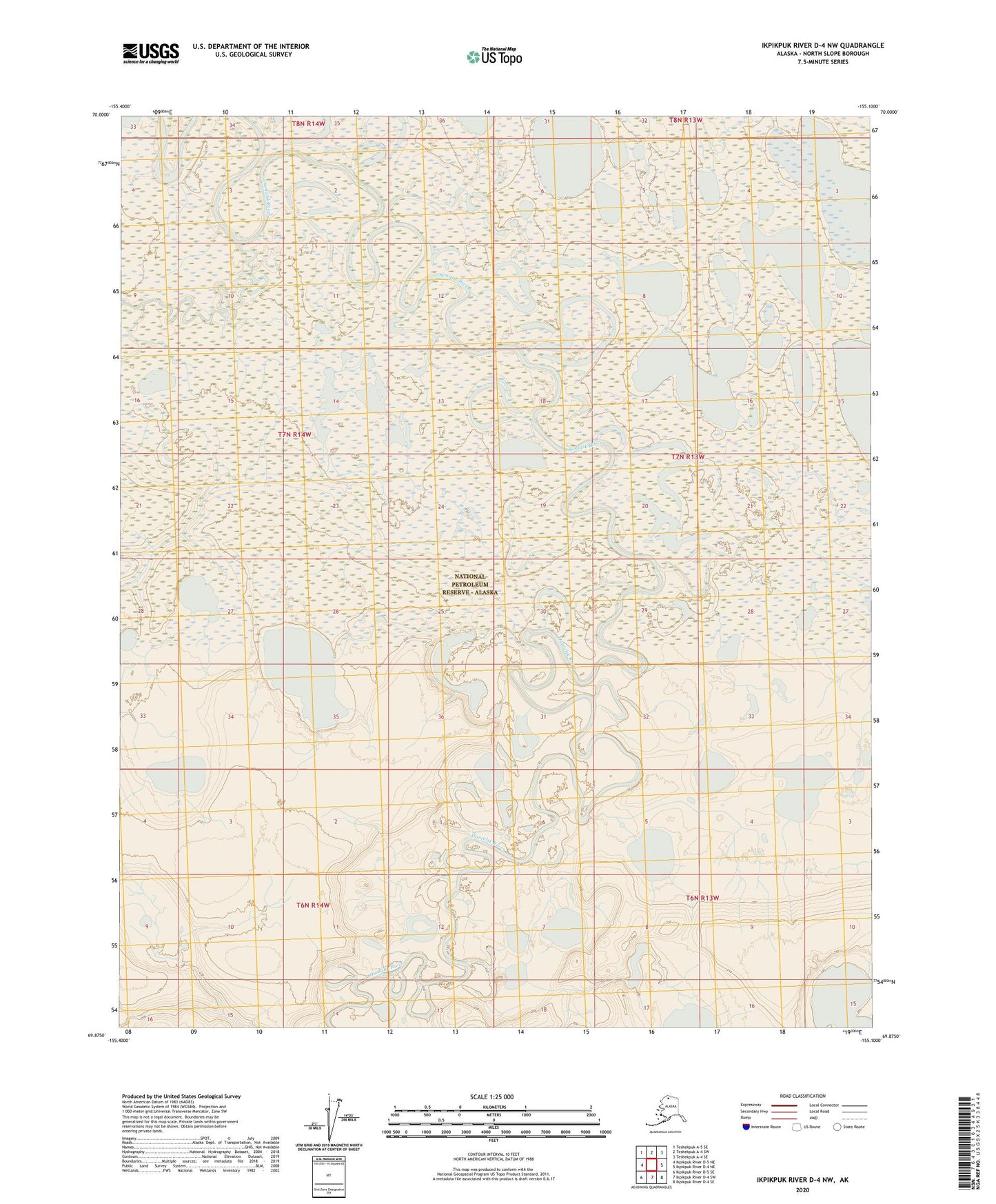 Ikpikpuk River D-4 NW Alaska US Topo Map Image