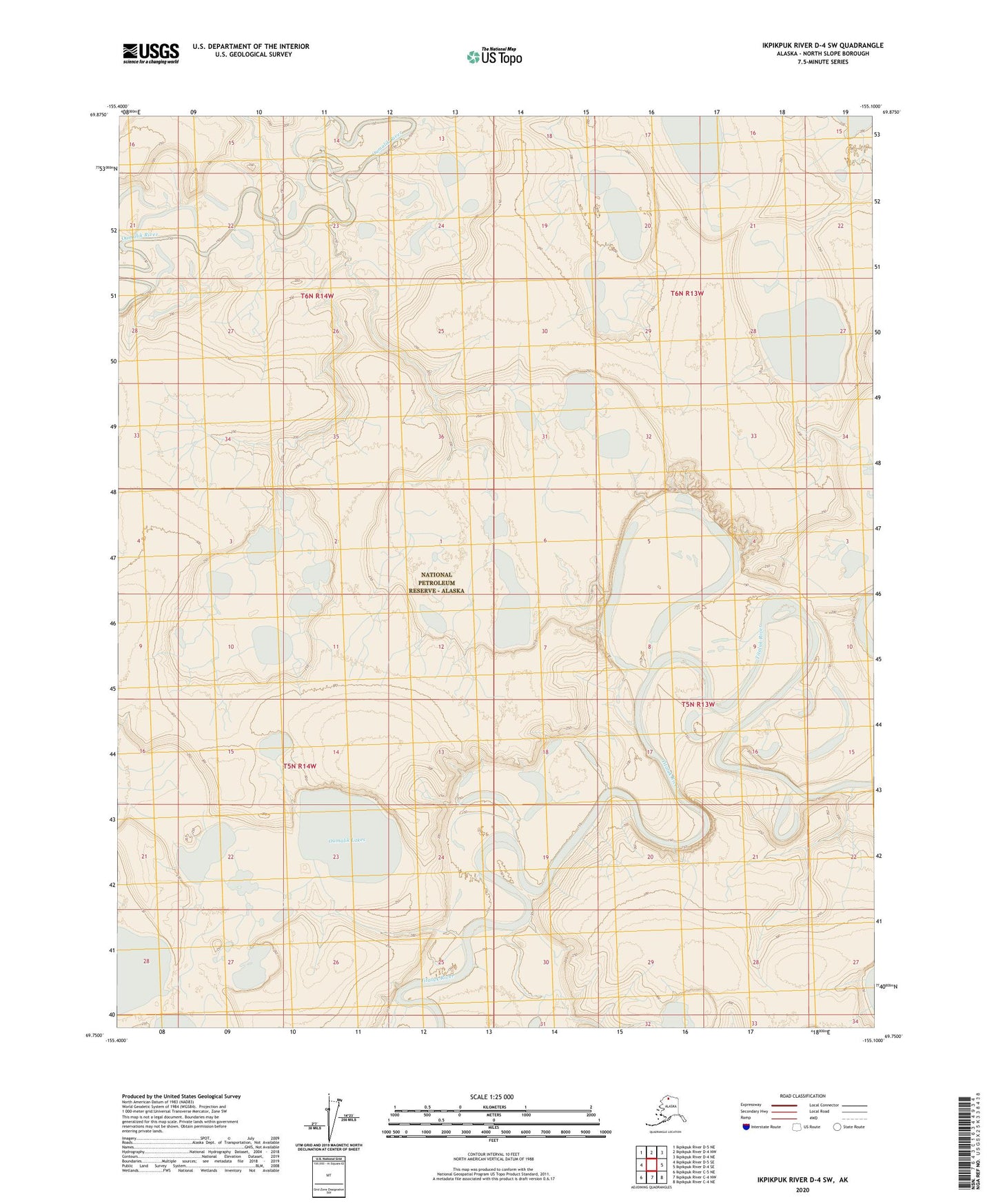 Ikpikpuk River D-4 SW Alaska US Topo Map Image