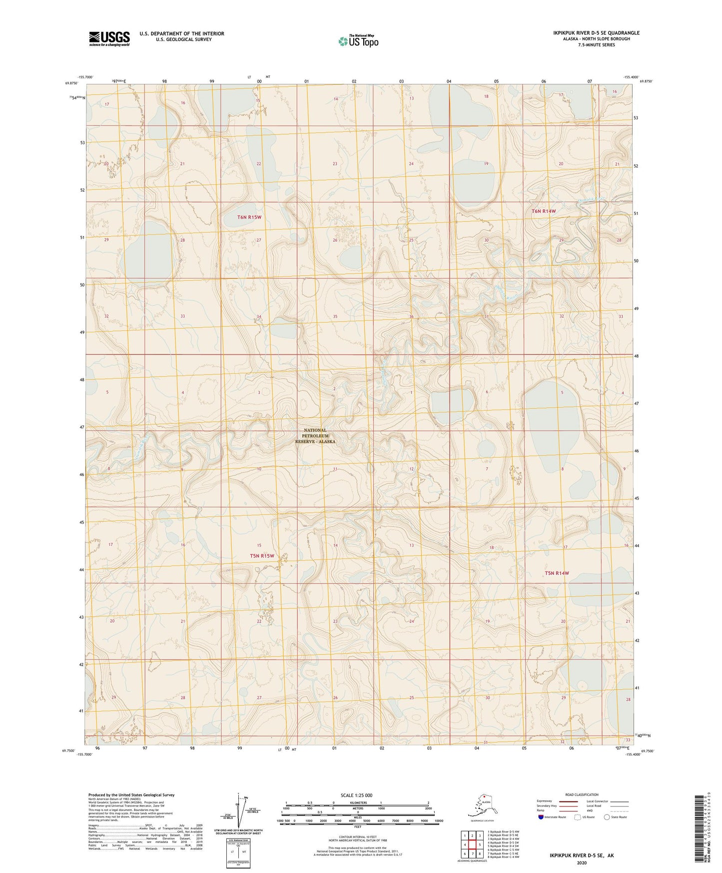 Ikpikpuk River D-5 SE Alaska US Topo Map Image
