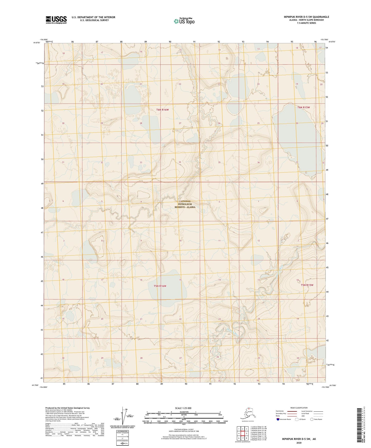 Ikpikpuk River D-5 SW Alaska US Topo Map Image