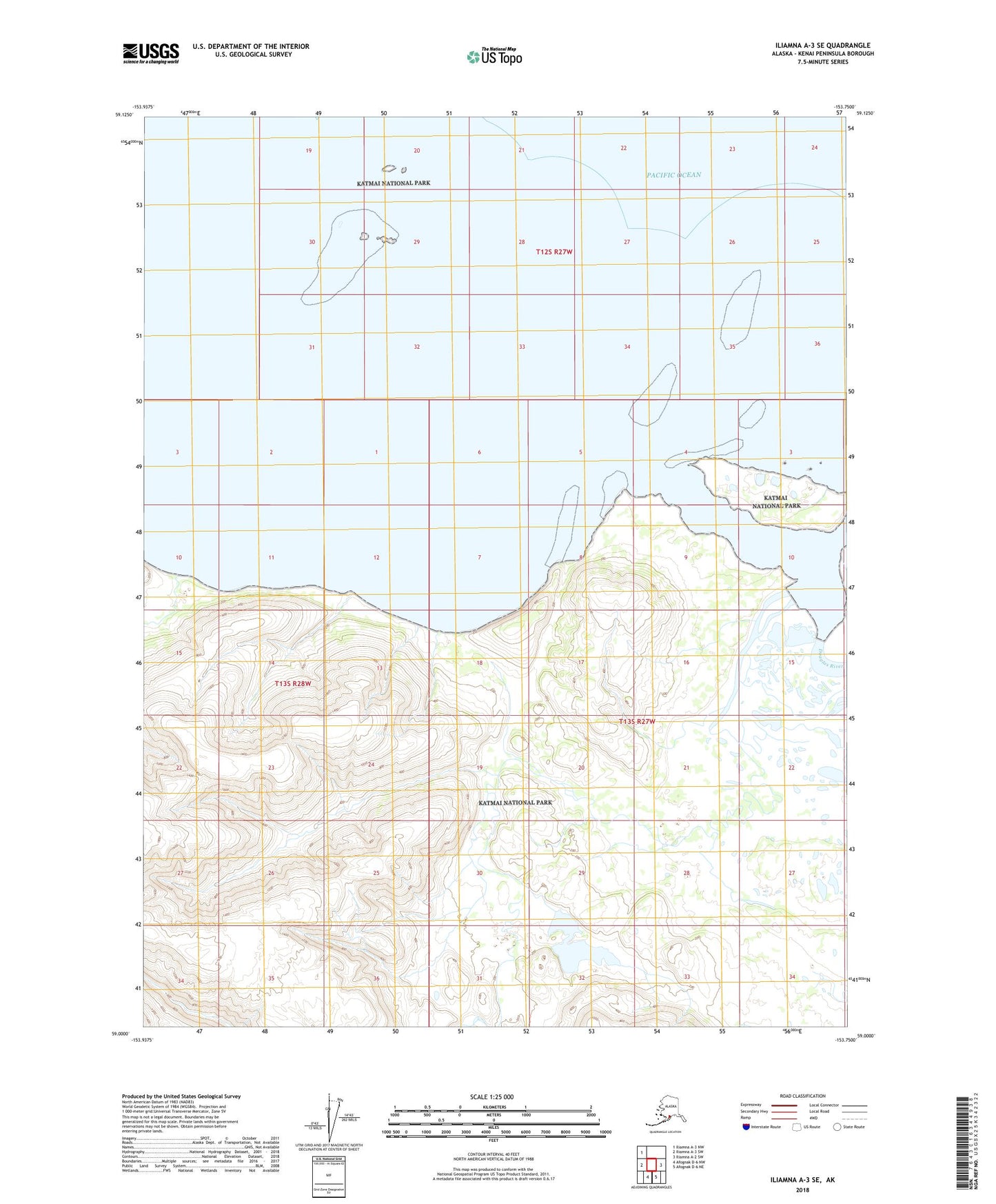 Iliamna A-3 SE Alaska US Topo Map Image