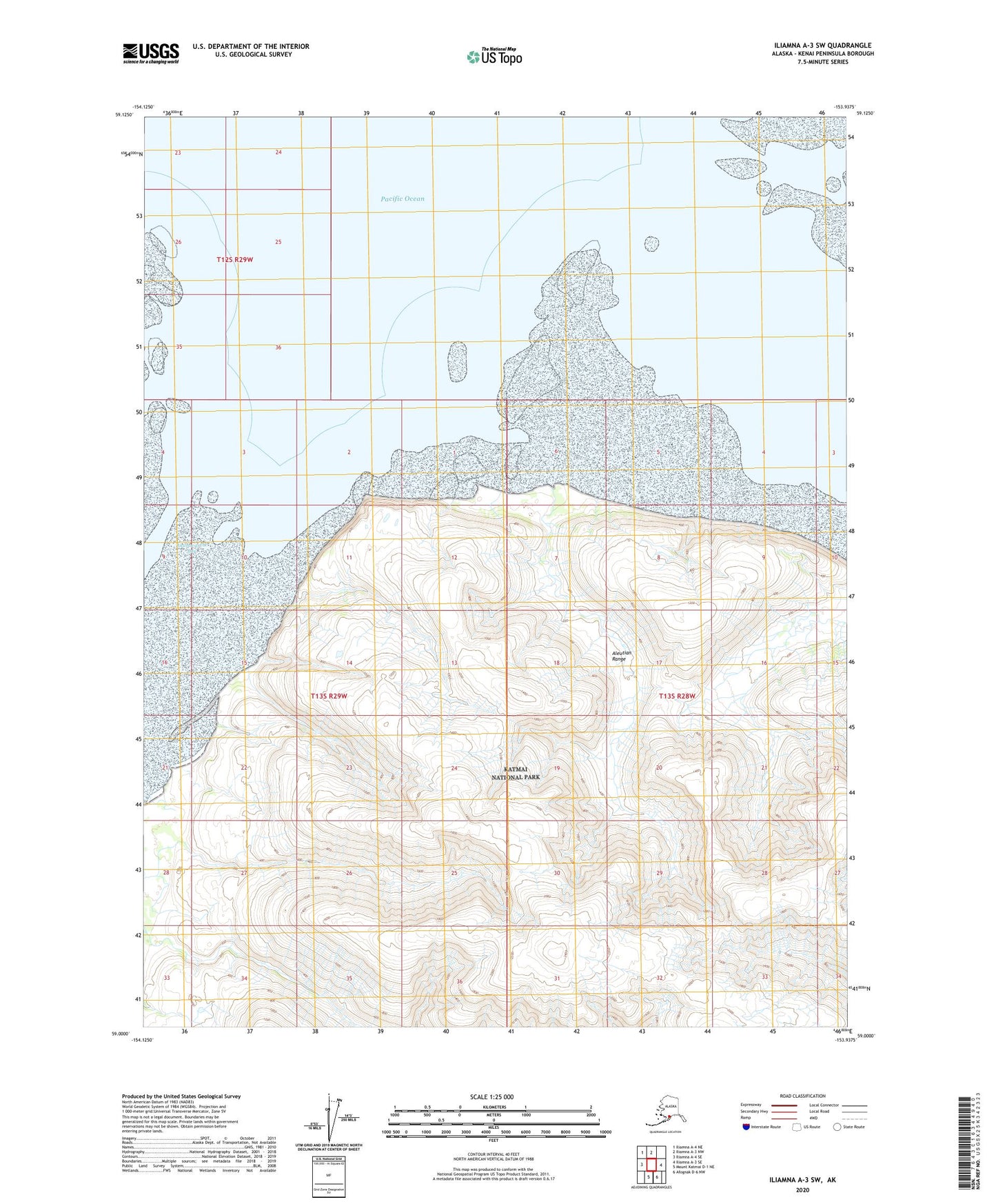 Iliamna A-3 SW Alaska US Topo Map Image