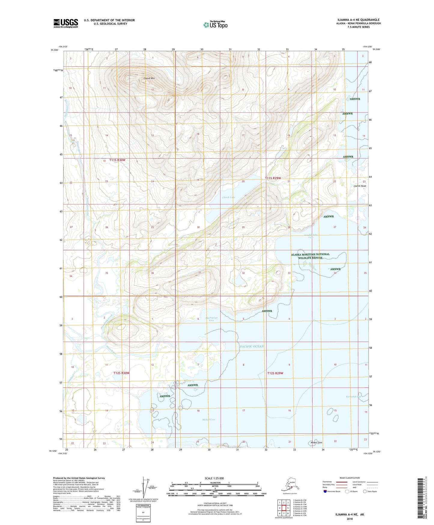 Iliamna A-4 NE Alaska US Topo Map Image