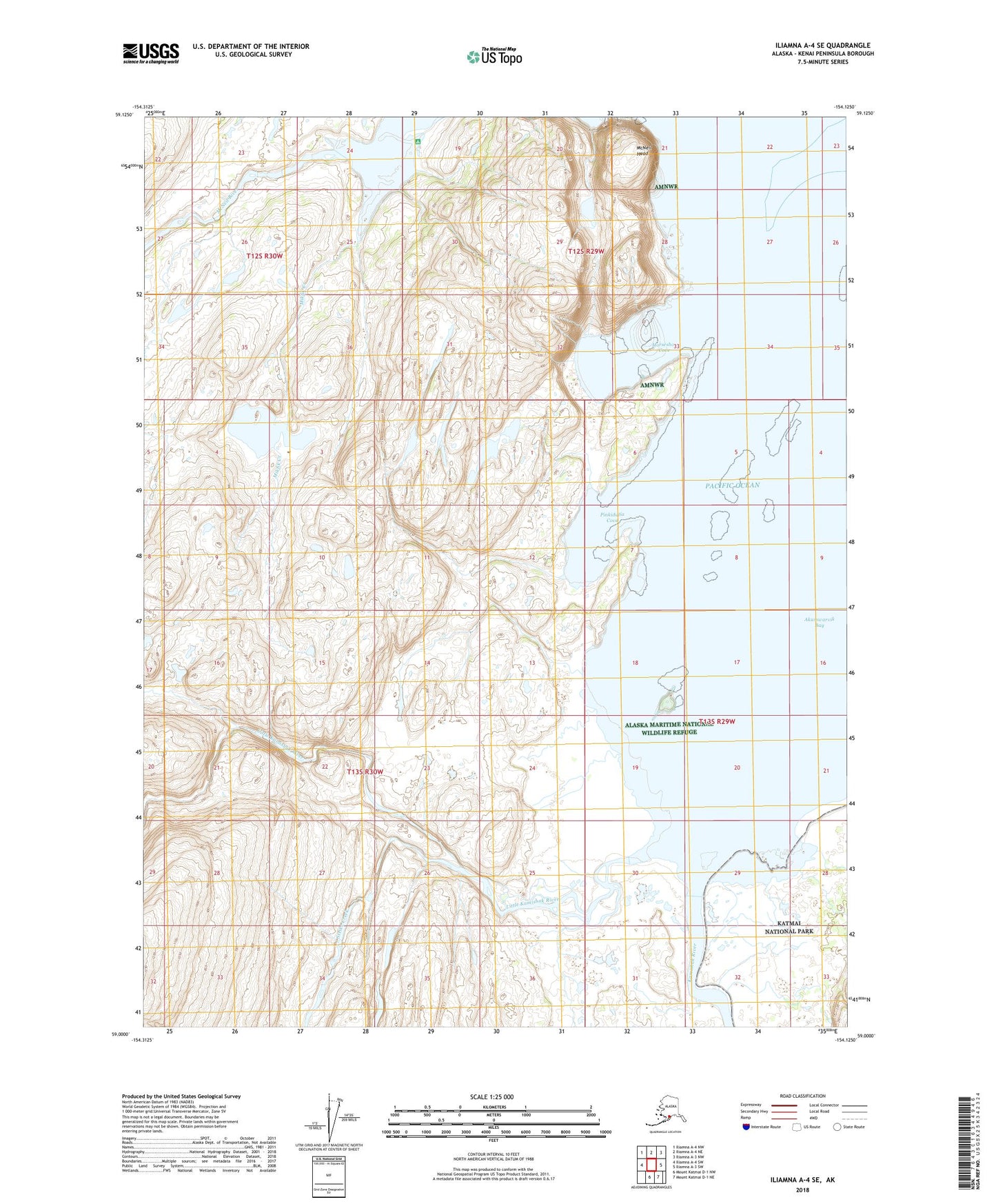 Iliamna A-4 SE Alaska US Topo Map Image