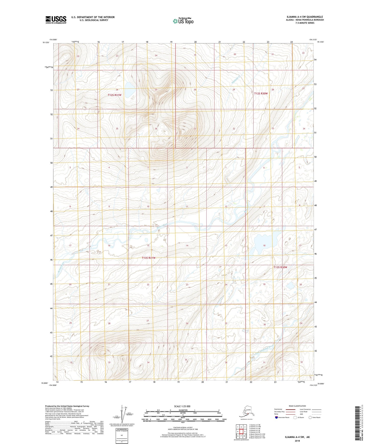 Iliamna A-4 SW Alaska US Topo Map Image