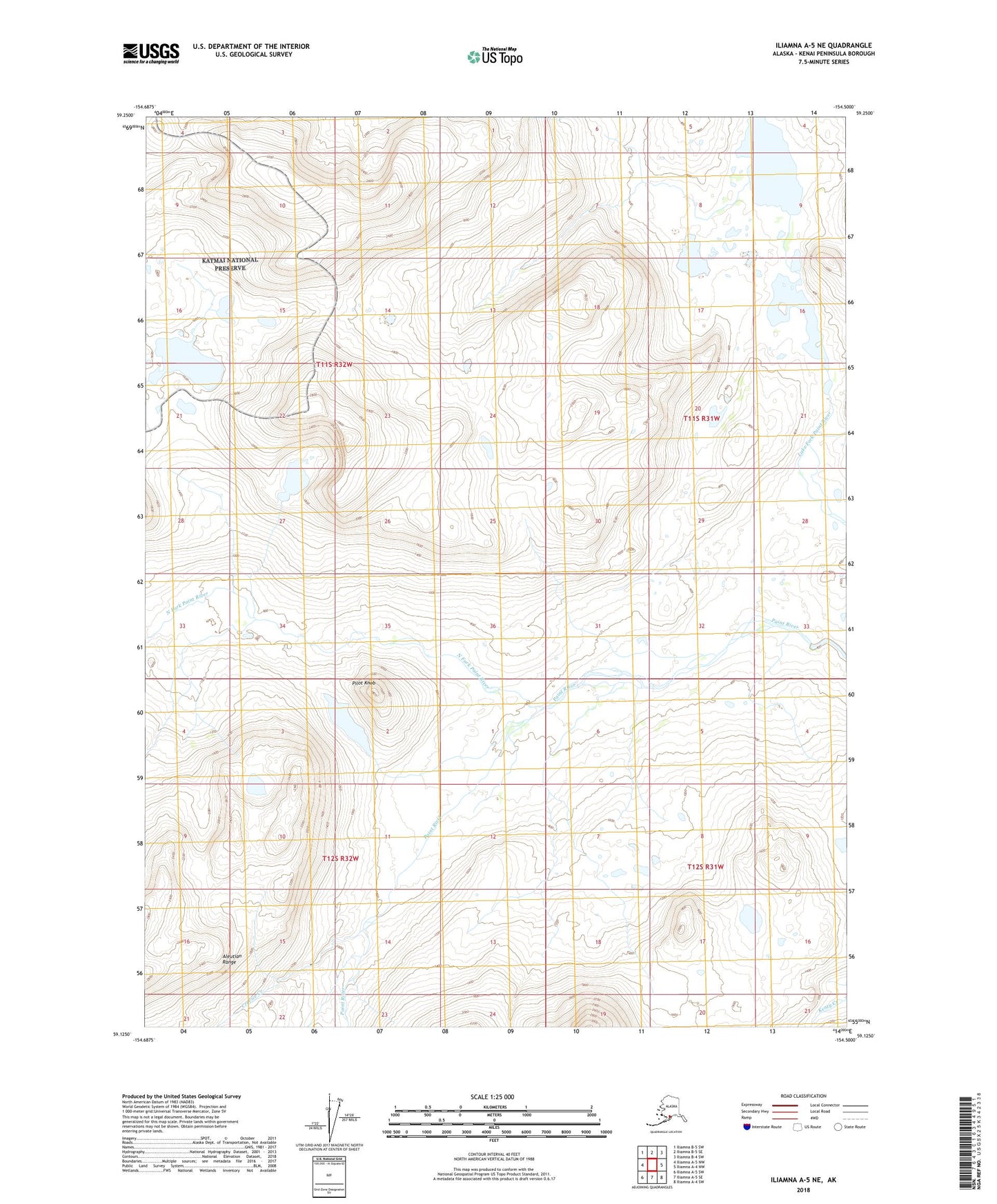Iliamna A-5 NE Alaska US Topo Map Image