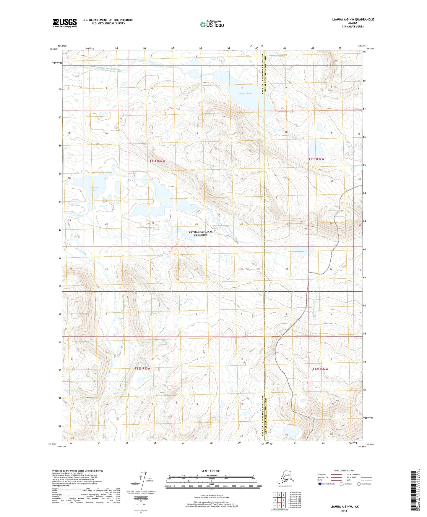 Iliamna A-5 NW Alaska US Topo Map Image