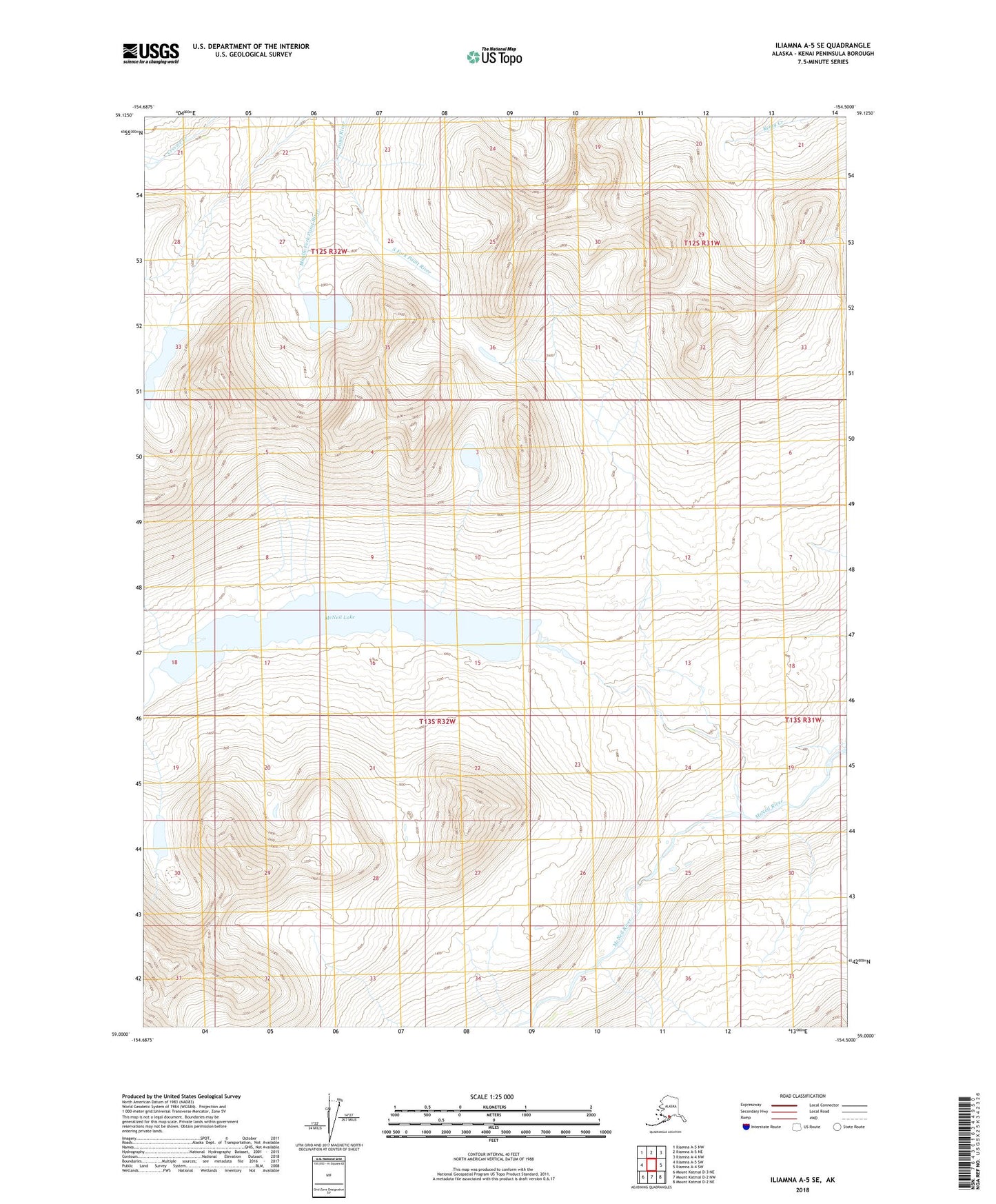Iliamna A-5 SE Alaska US Topo Map Image