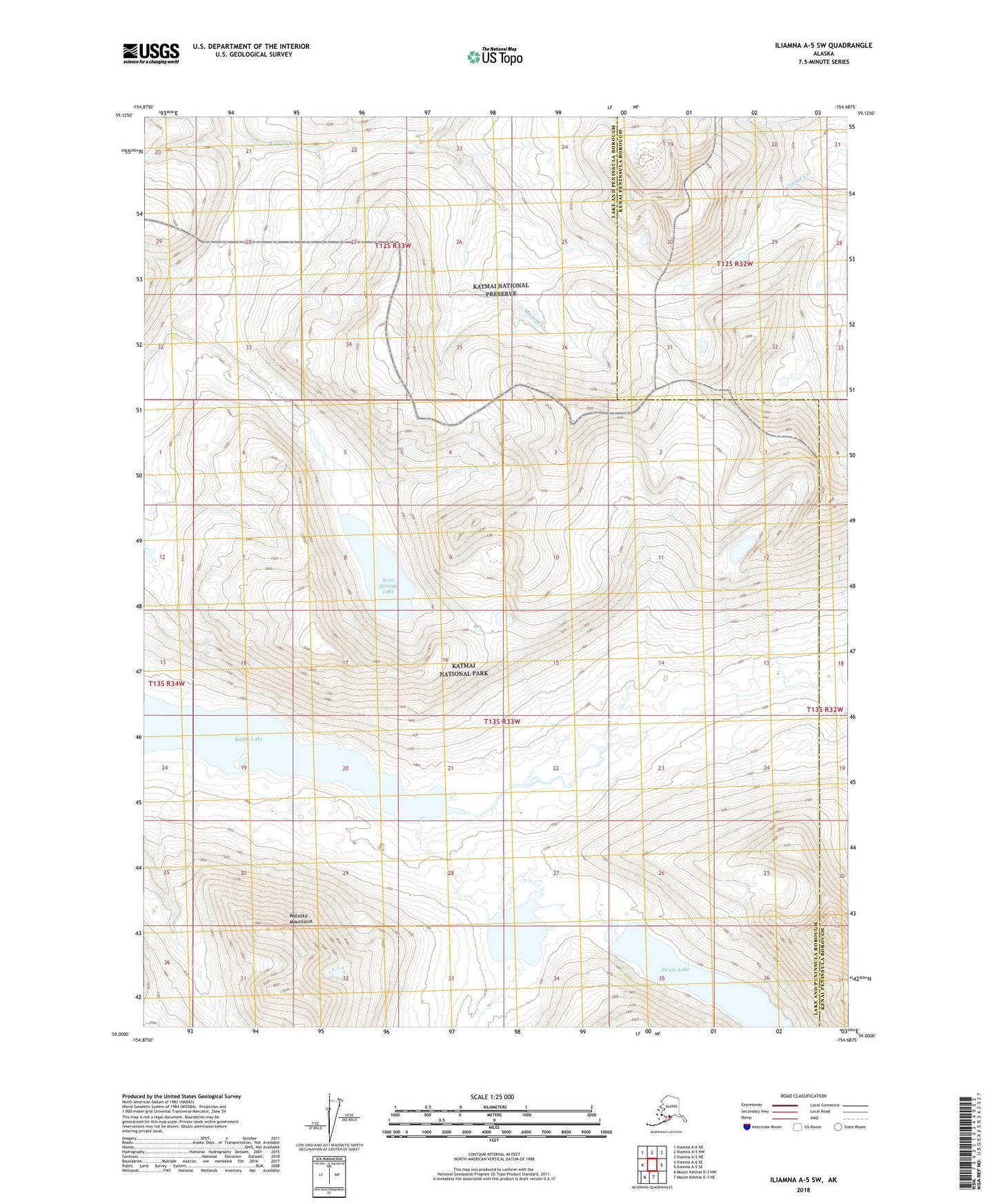 Iliamna A-5 SW Alaska US Topo Map Image