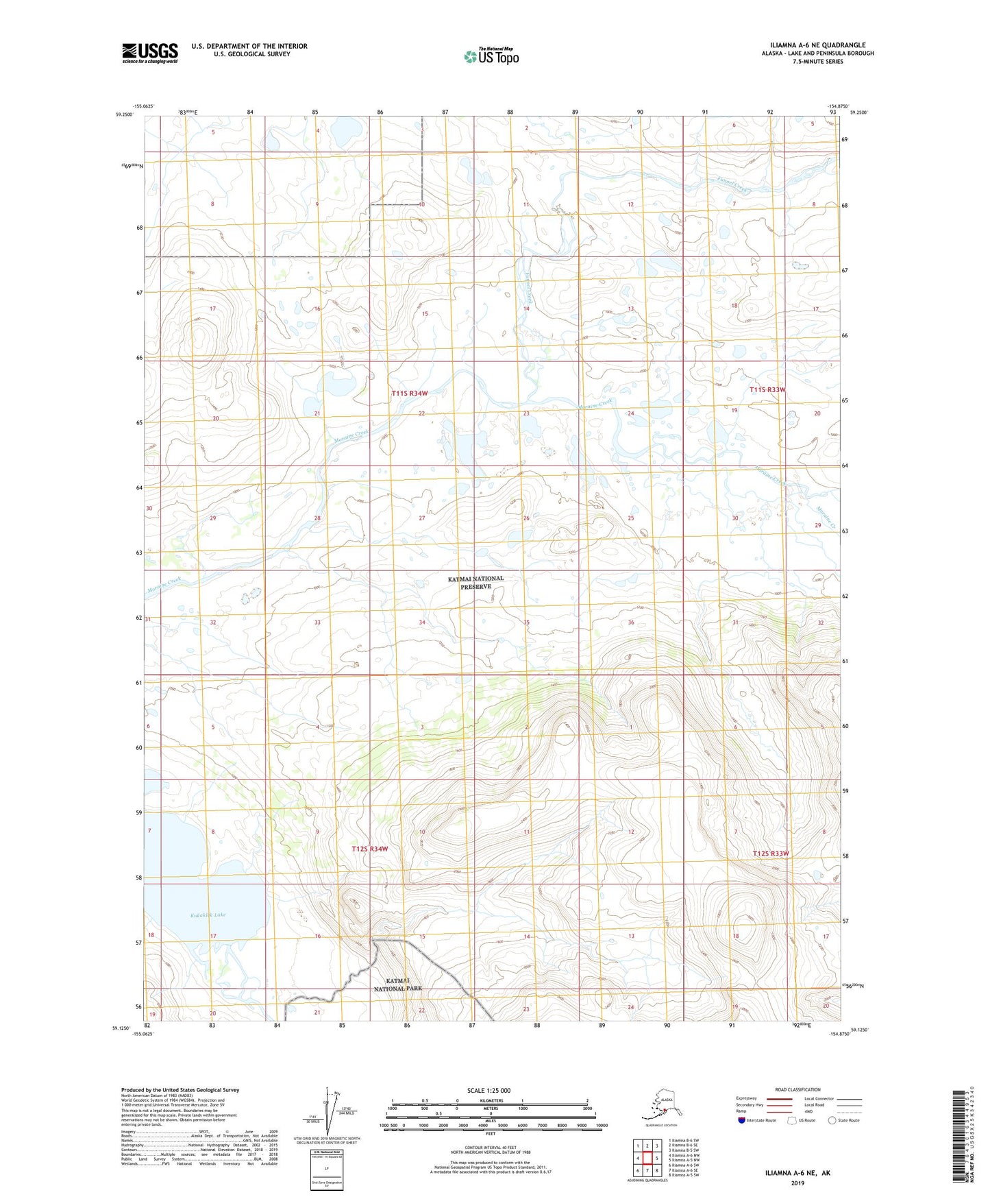 Iliamna A-6 NE Alaska US Topo Map Image