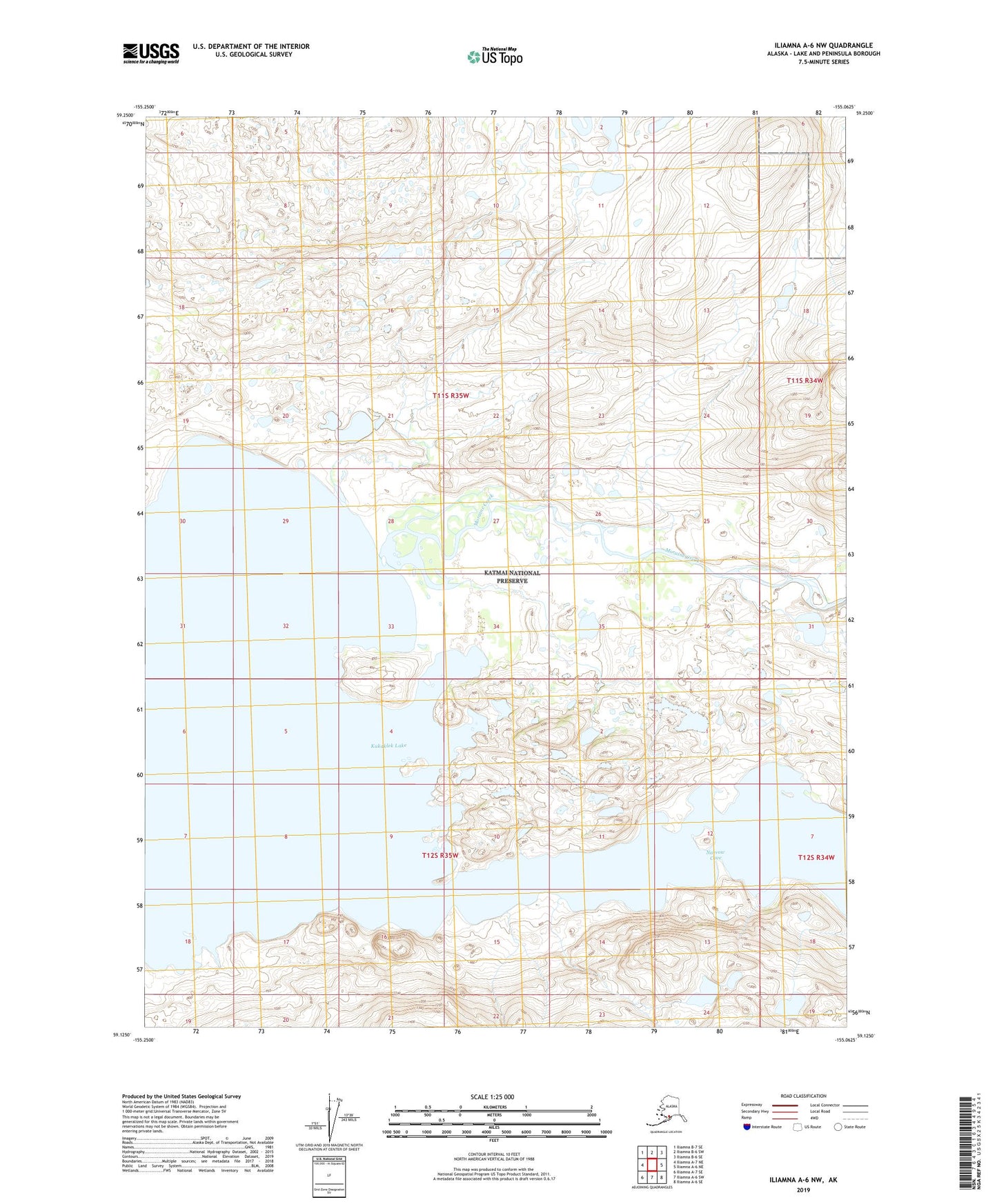 Iliamna A-6 NW Alaska US Topo Map Image