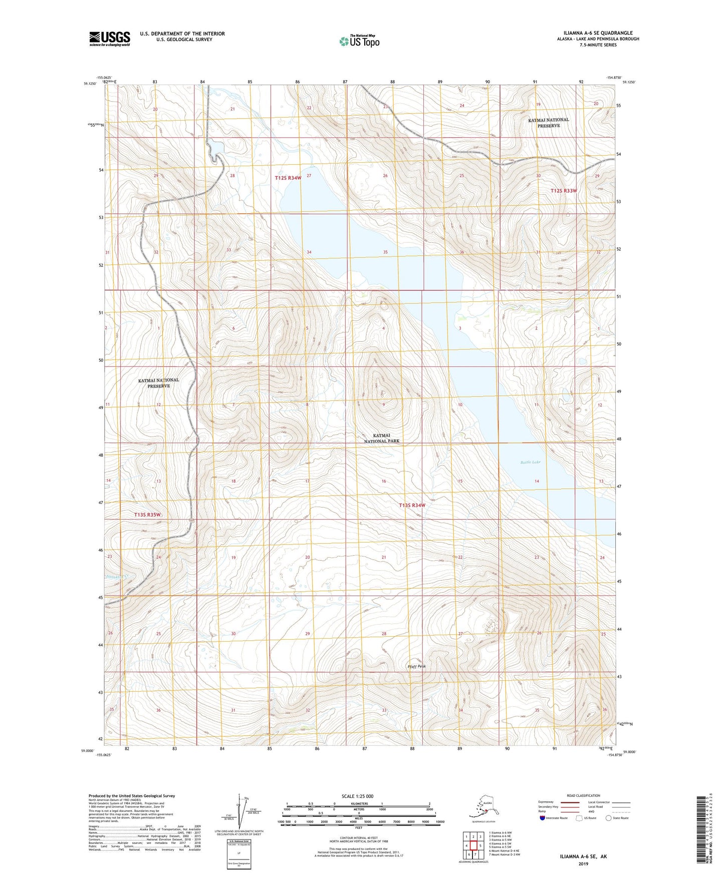 Iliamna A-6 SE Alaska US Topo Map Image