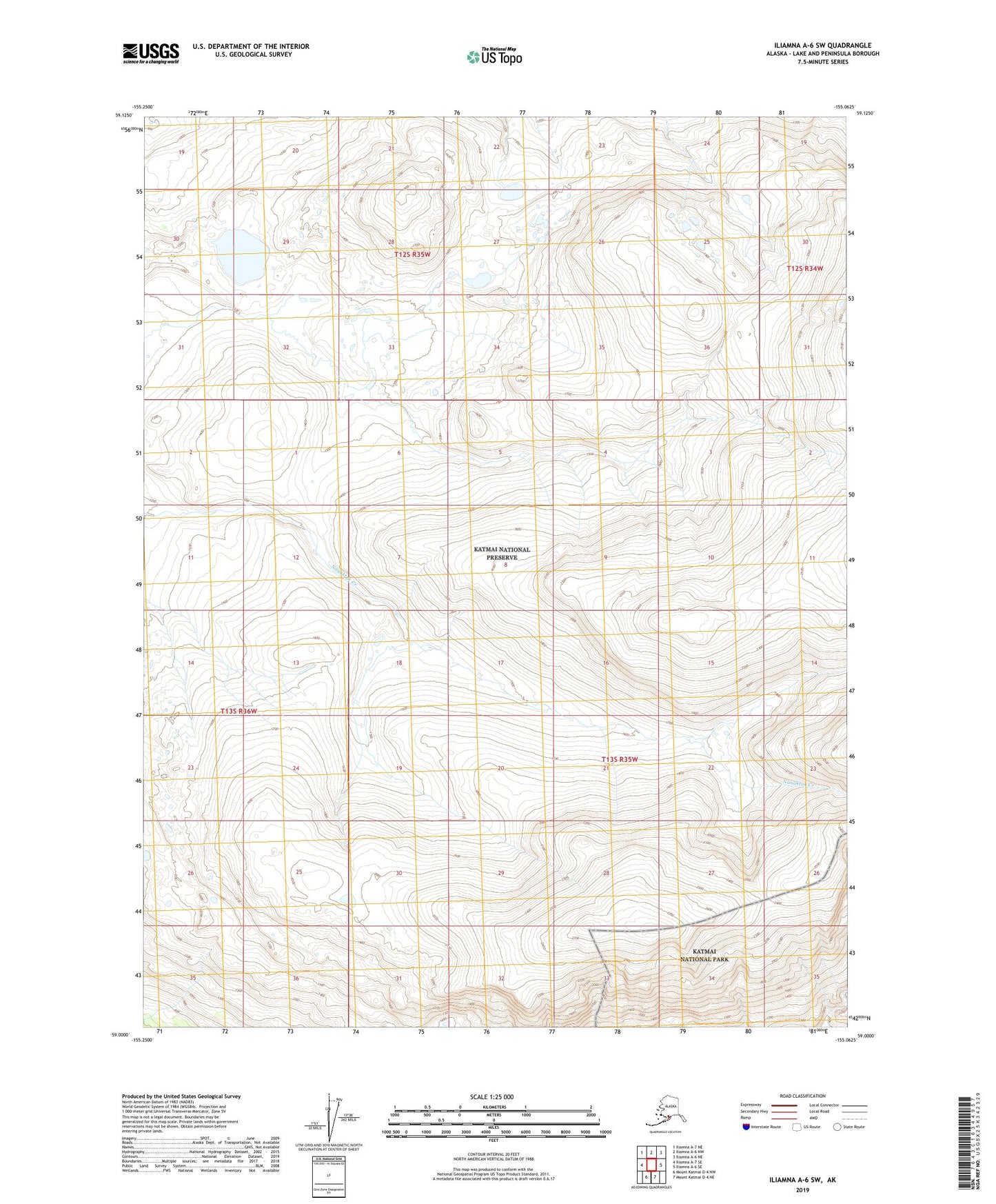 Iliamna A-6 SW Alaska US Topo Map Image