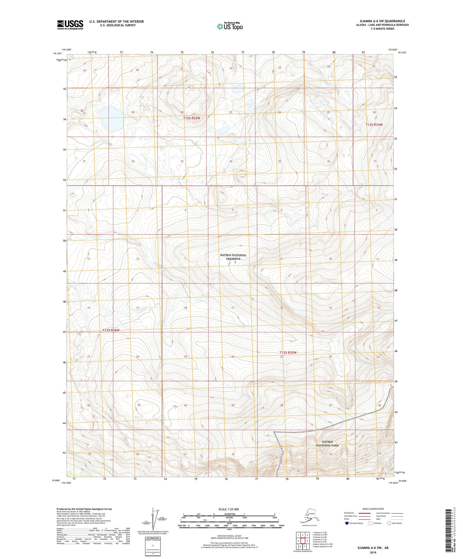 Iliamna A-6 SW Alaska US Topo Map Image
