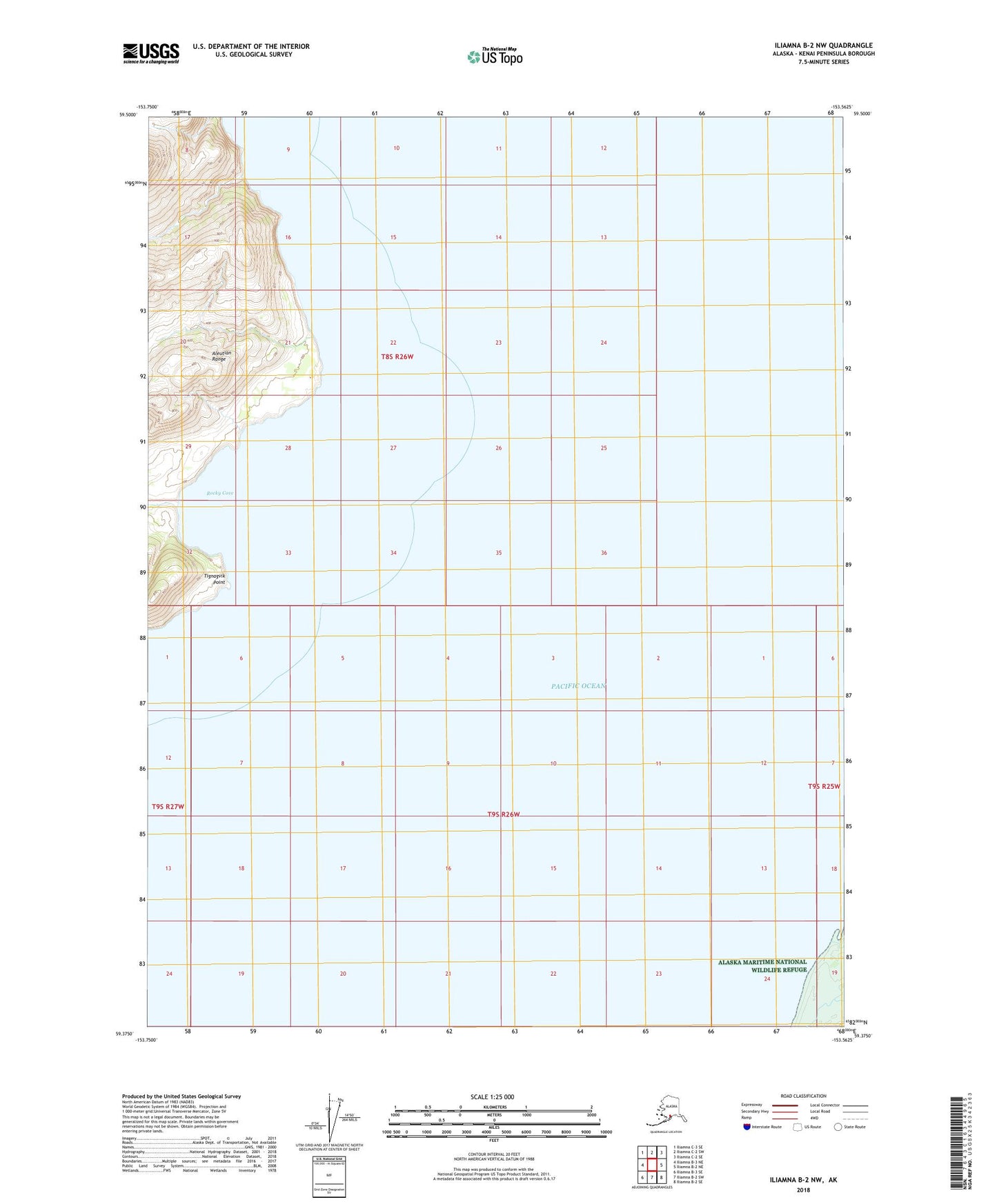 Iliamna B-2 NW Alaska US Topo Map Image