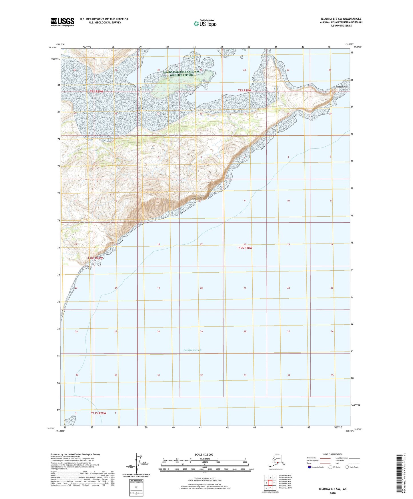 Iliamna B-3 SW Alaska US Topo Map Image