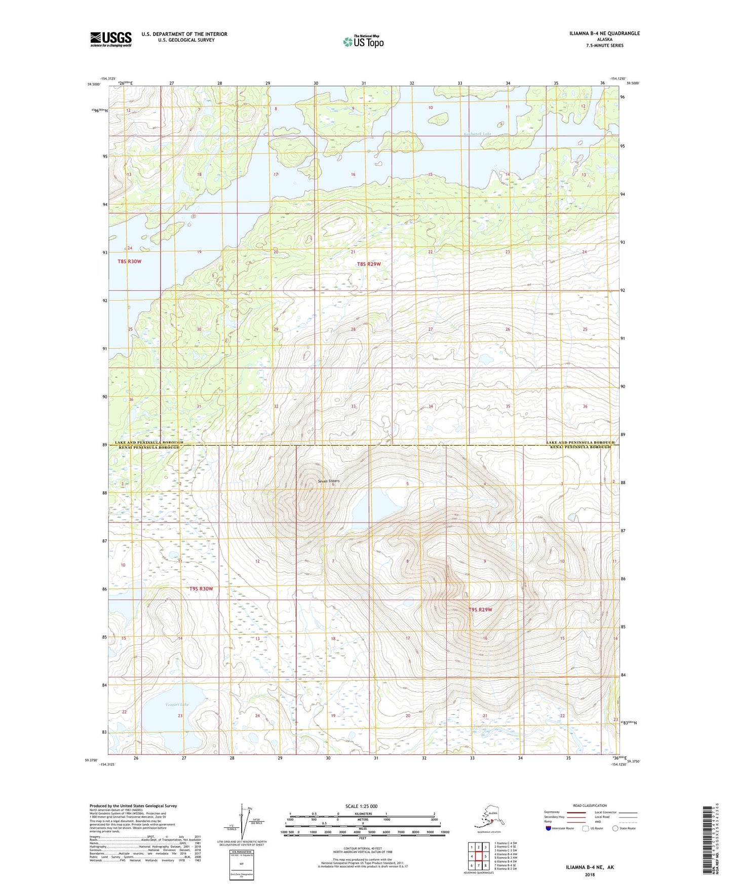 Iliamna B-4 NE Alaska US Topo Map Image