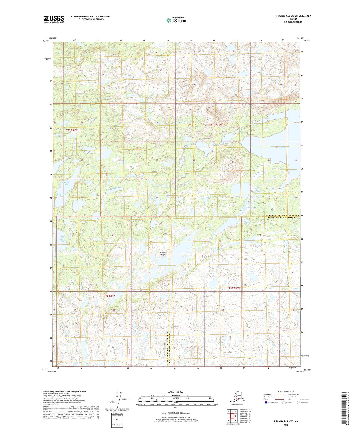 Iliamna B-4 NW Alaska US Topo Map Image