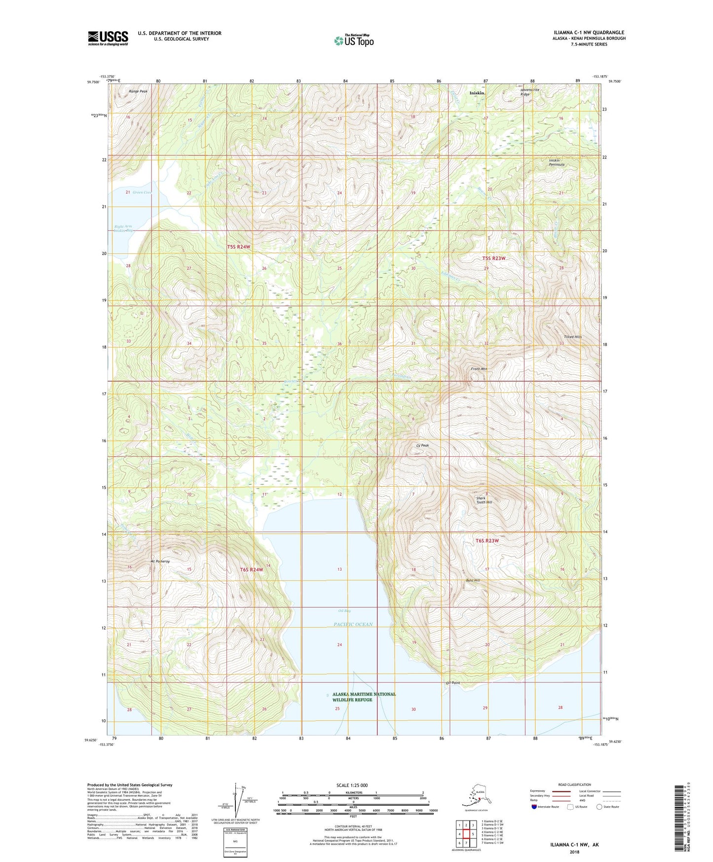 Iliamna C-1 NW Alaska US Topo Map Image