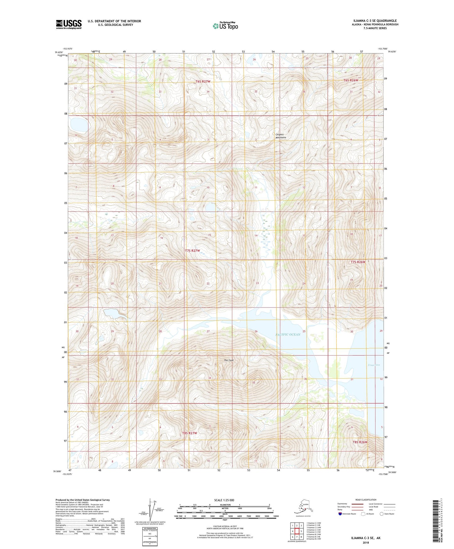 Iliamna C-3 SE Alaska US Topo Map Image
