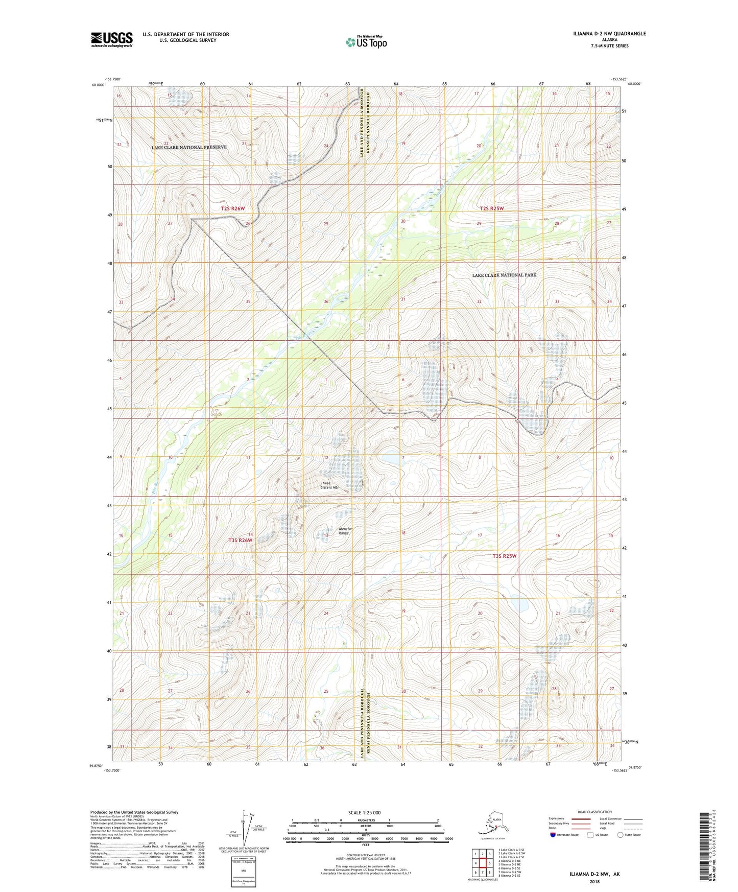 Iliamna D-2 NW Alaska US Topo Map Image