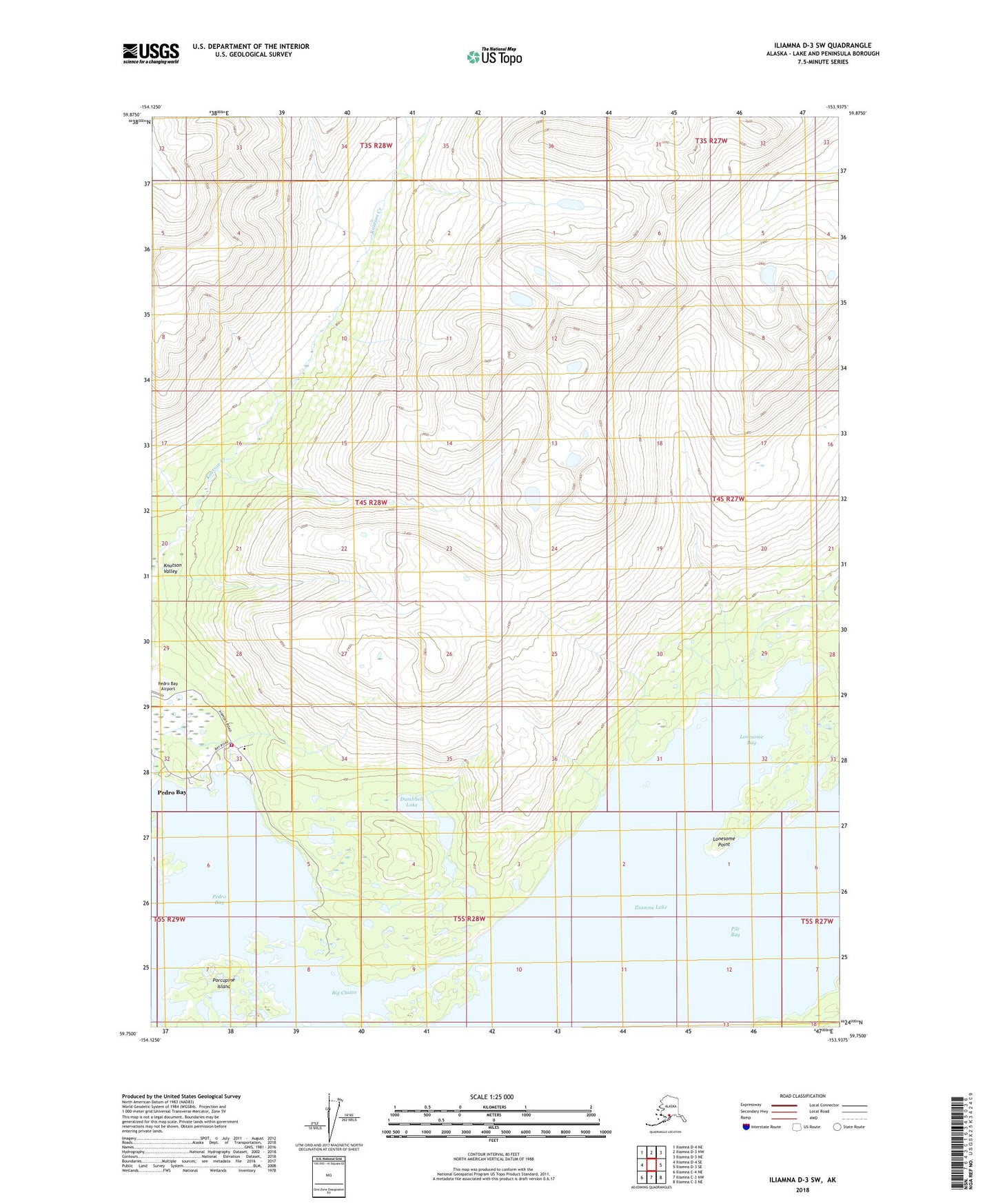 Iliamna D-3 SW Alaska US Topo Map Image