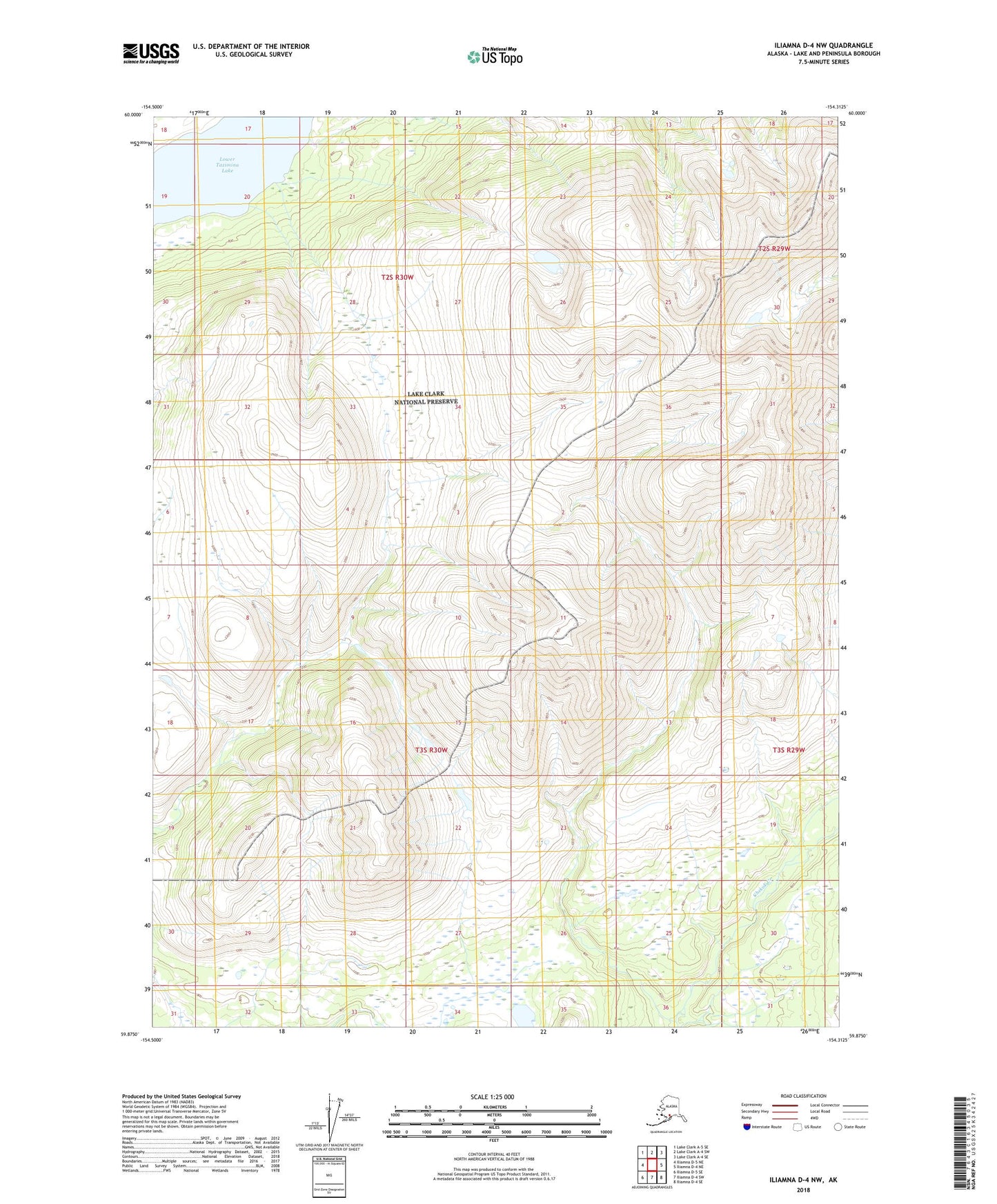 Iliamna D-4 NW Alaska US Topo Map Image