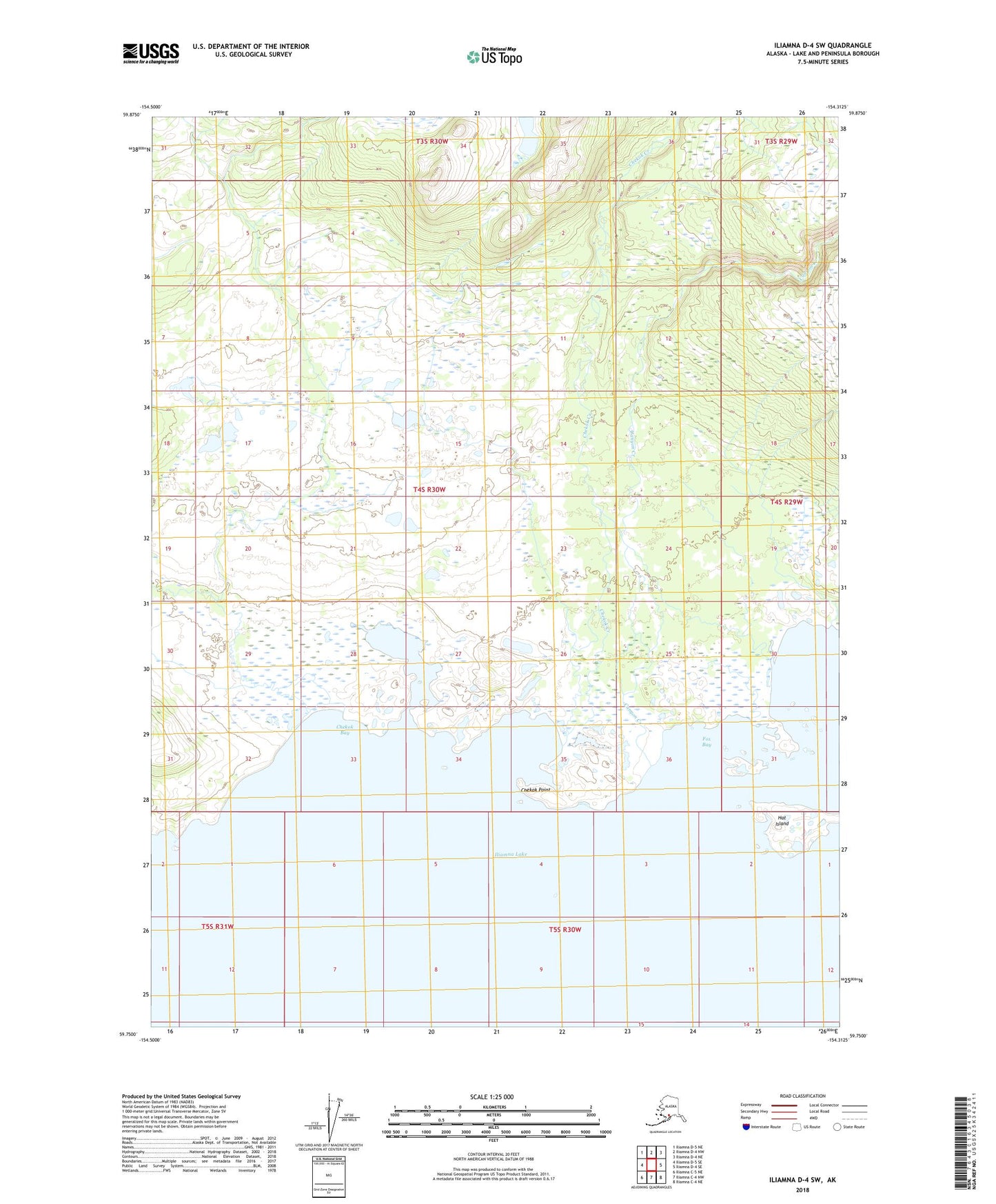 Iliamna D-4 SW Alaska US Topo Map Image