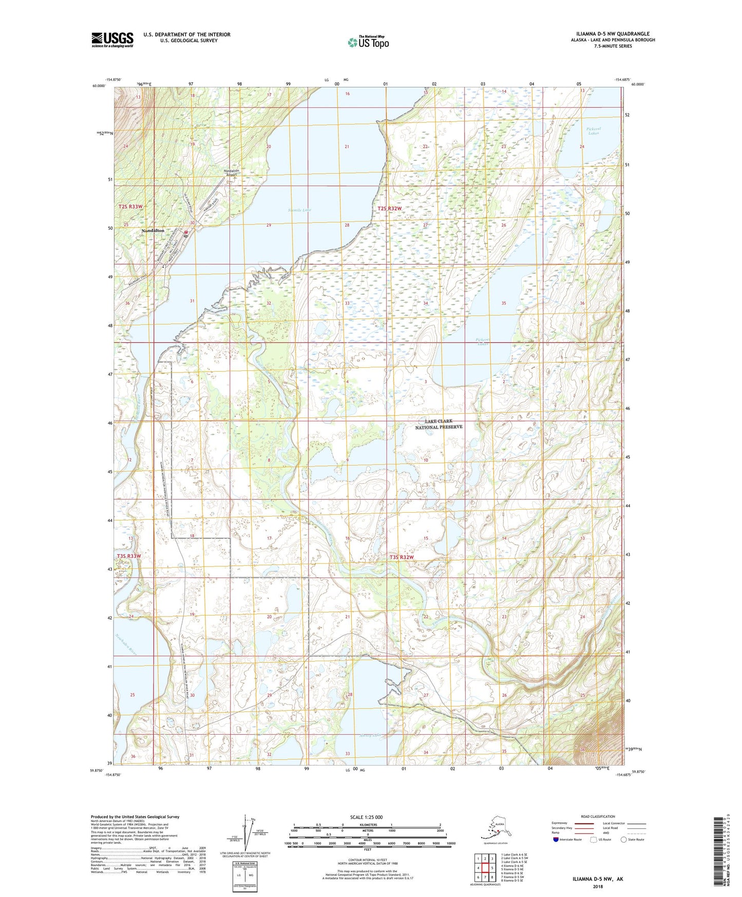 Iliamna D-5 NW Alaska US Topo Map Image