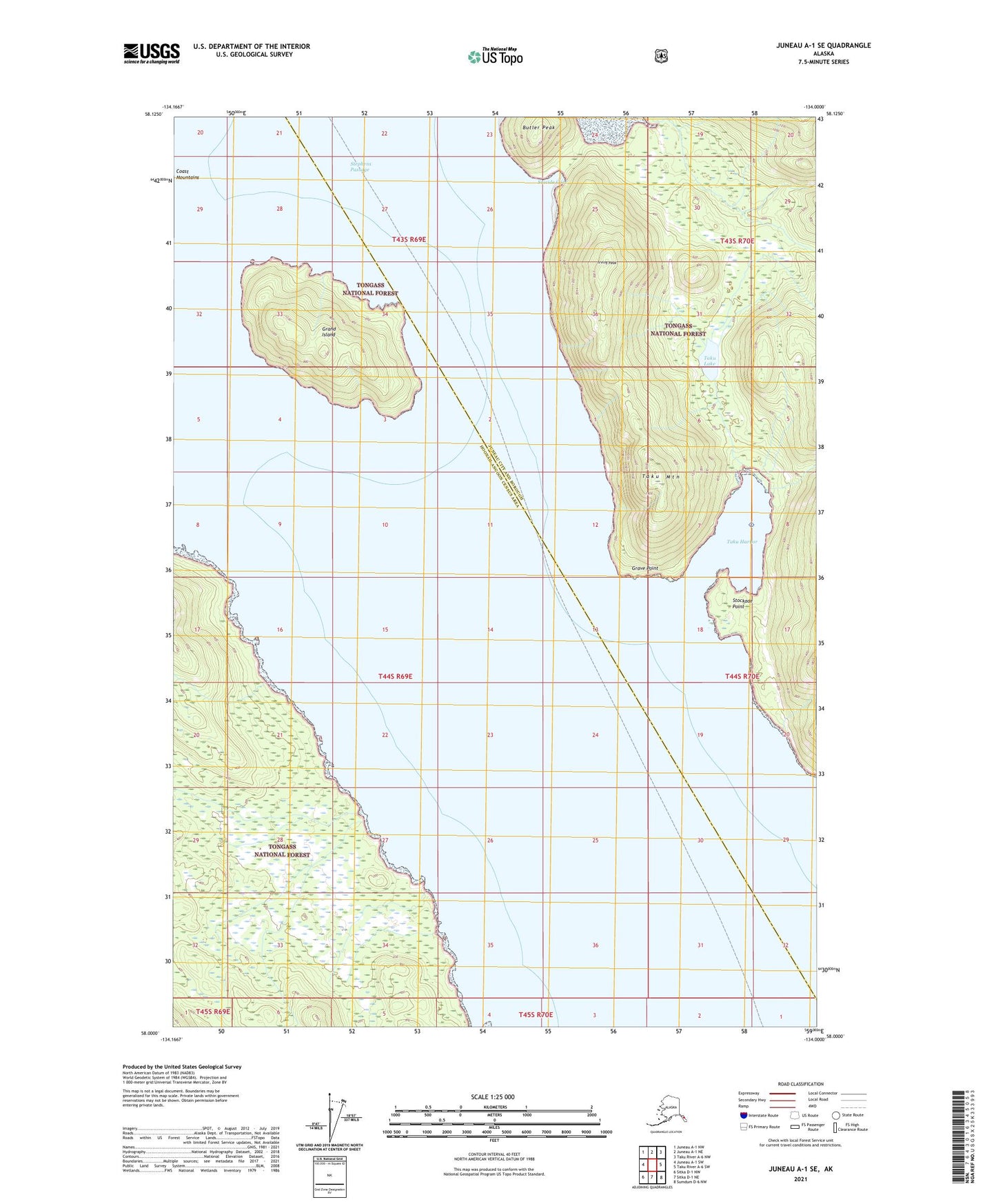 Juneau A-1 SE Alaska US Topo Map Image