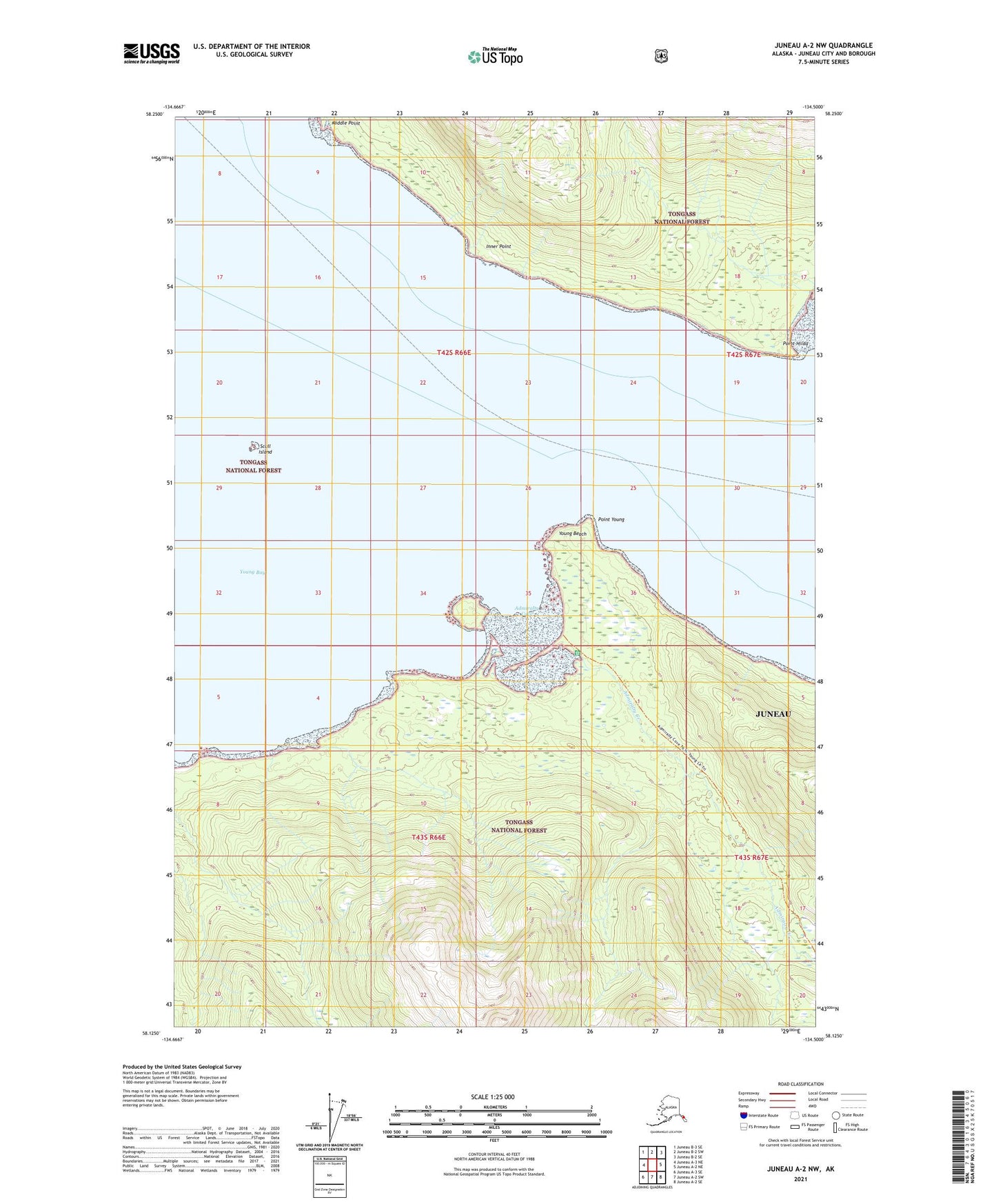 Juneau A-2 NW Alaska US Topo Map Image