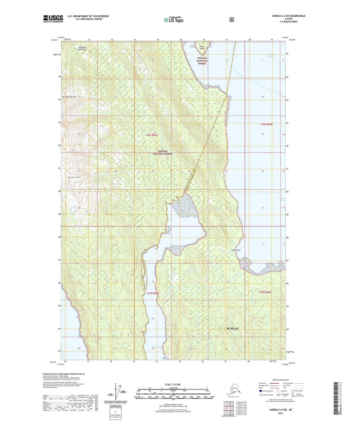 Juneau A-3 NE Alaska US Topo Map Image