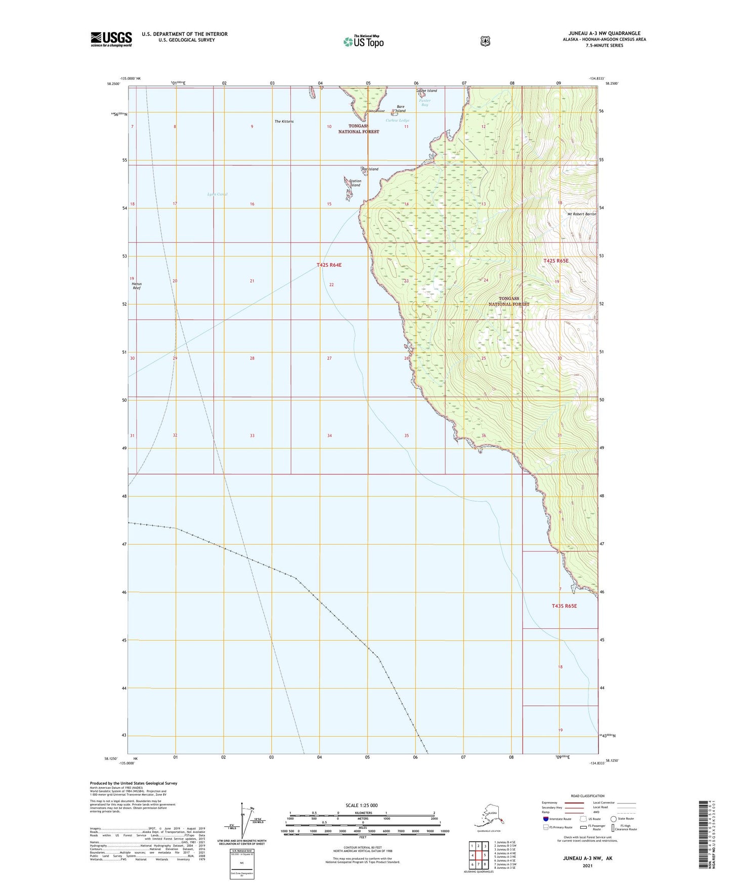 Juneau A-3 NW Alaska US Topo Map Image