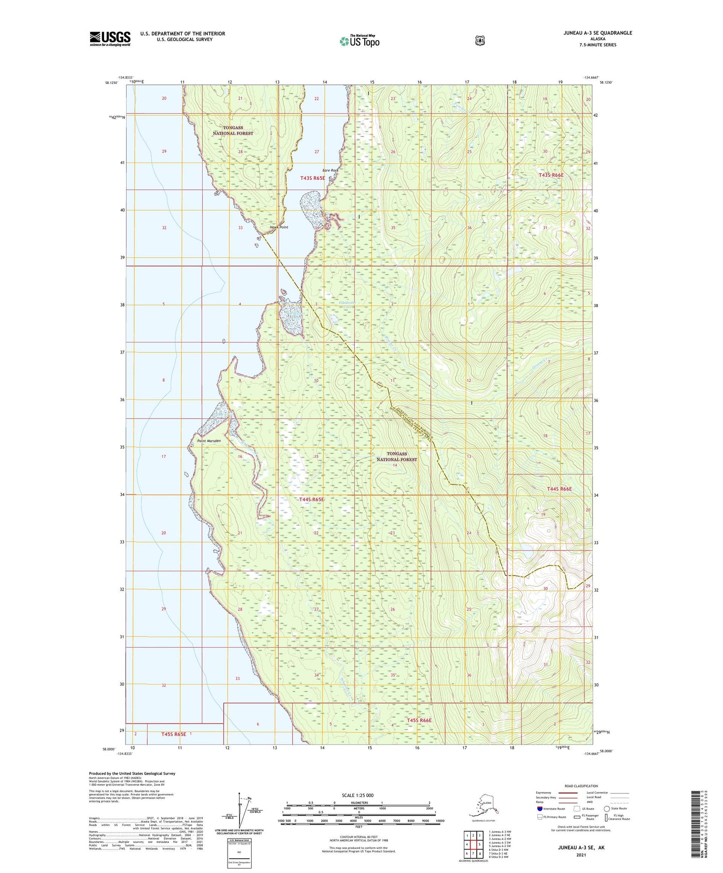 Juneau A-3 SE Alaska US Topo Map Image
