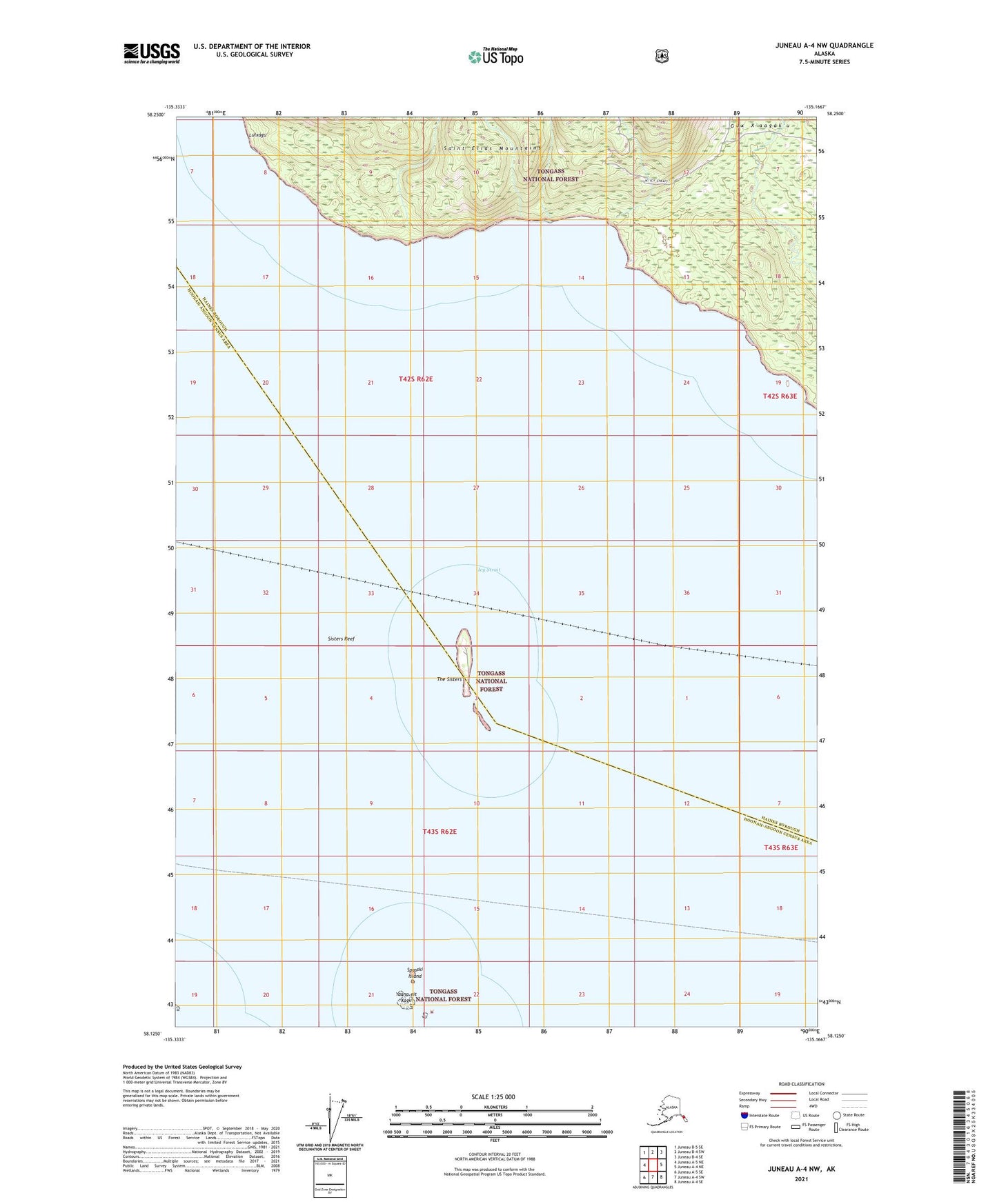 Juneau A-4 NW Alaska US Topo Map Image