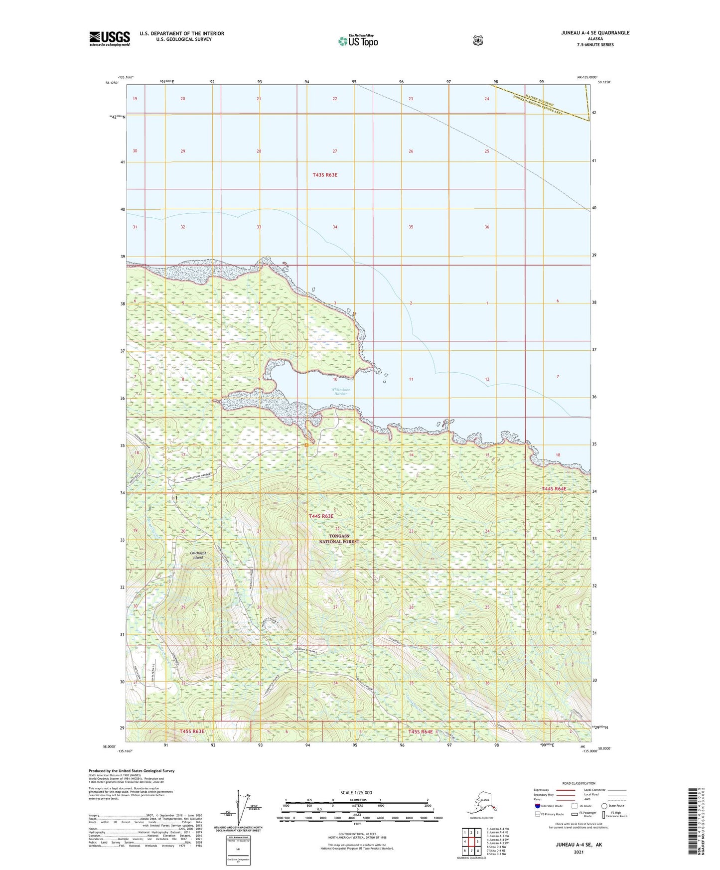Juneau A-4 SE Alaska US Topo Map Image