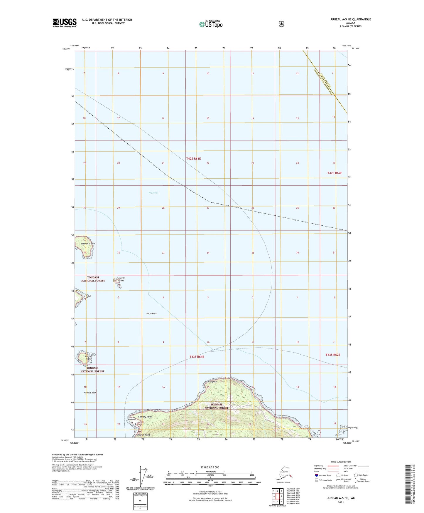 Juneau A-5 NE Alaska US Topo Map Image