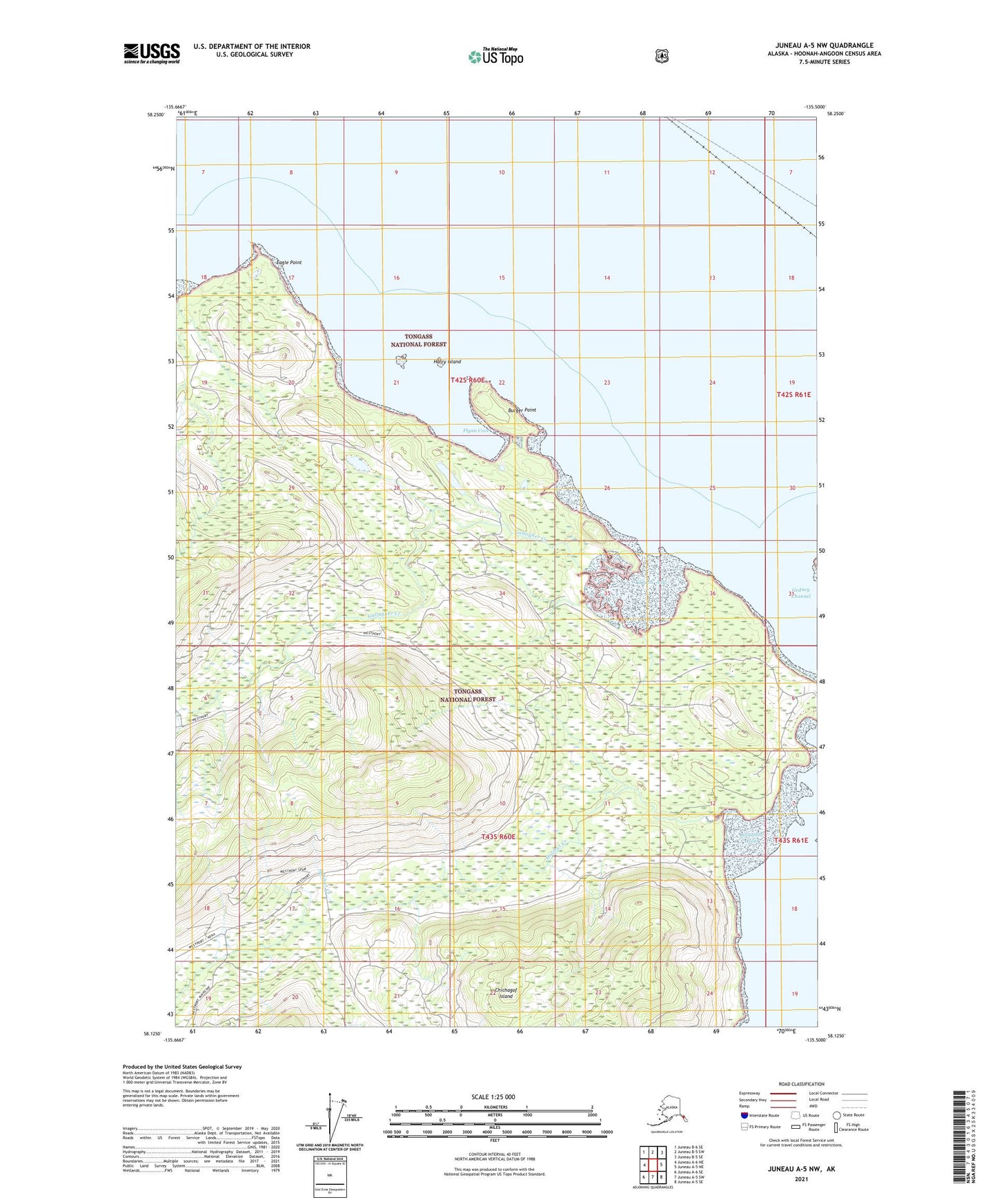 Juneau A-5 NW Alaska US Topo Map Image