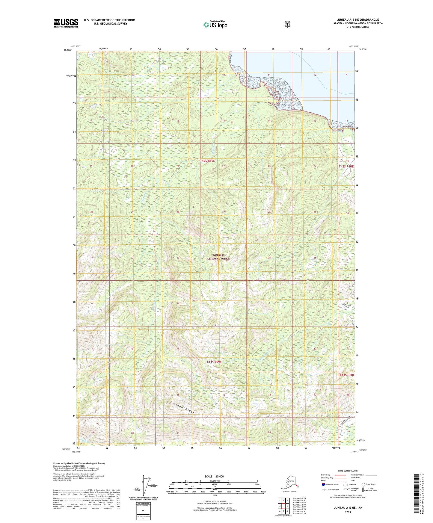 Juneau A-6 NE Alaska US Topo Map Image