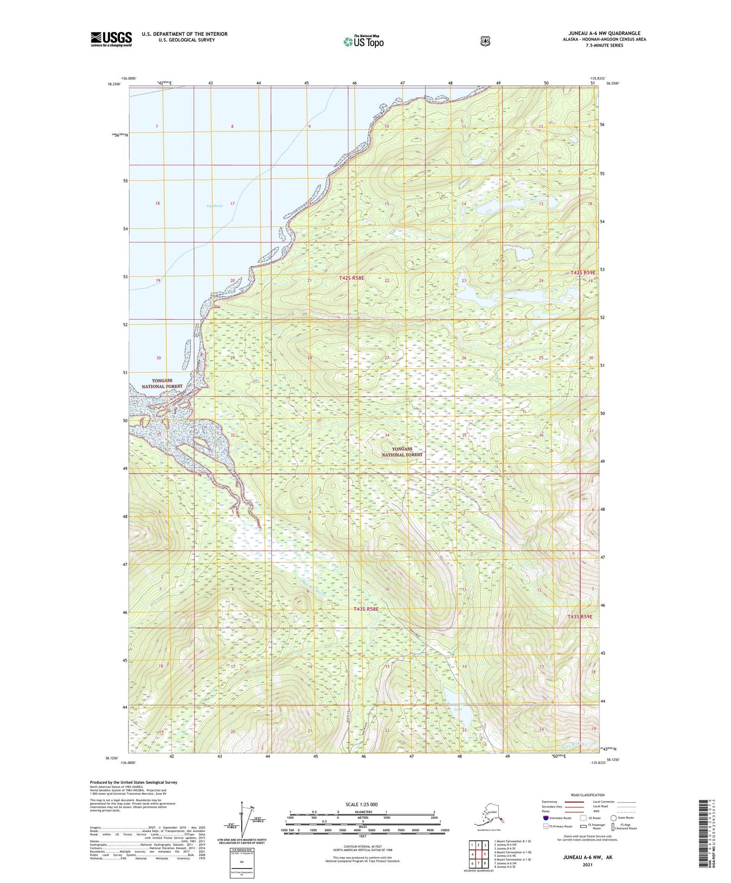 Juneau A-6 NW Alaska US Topo Map Image