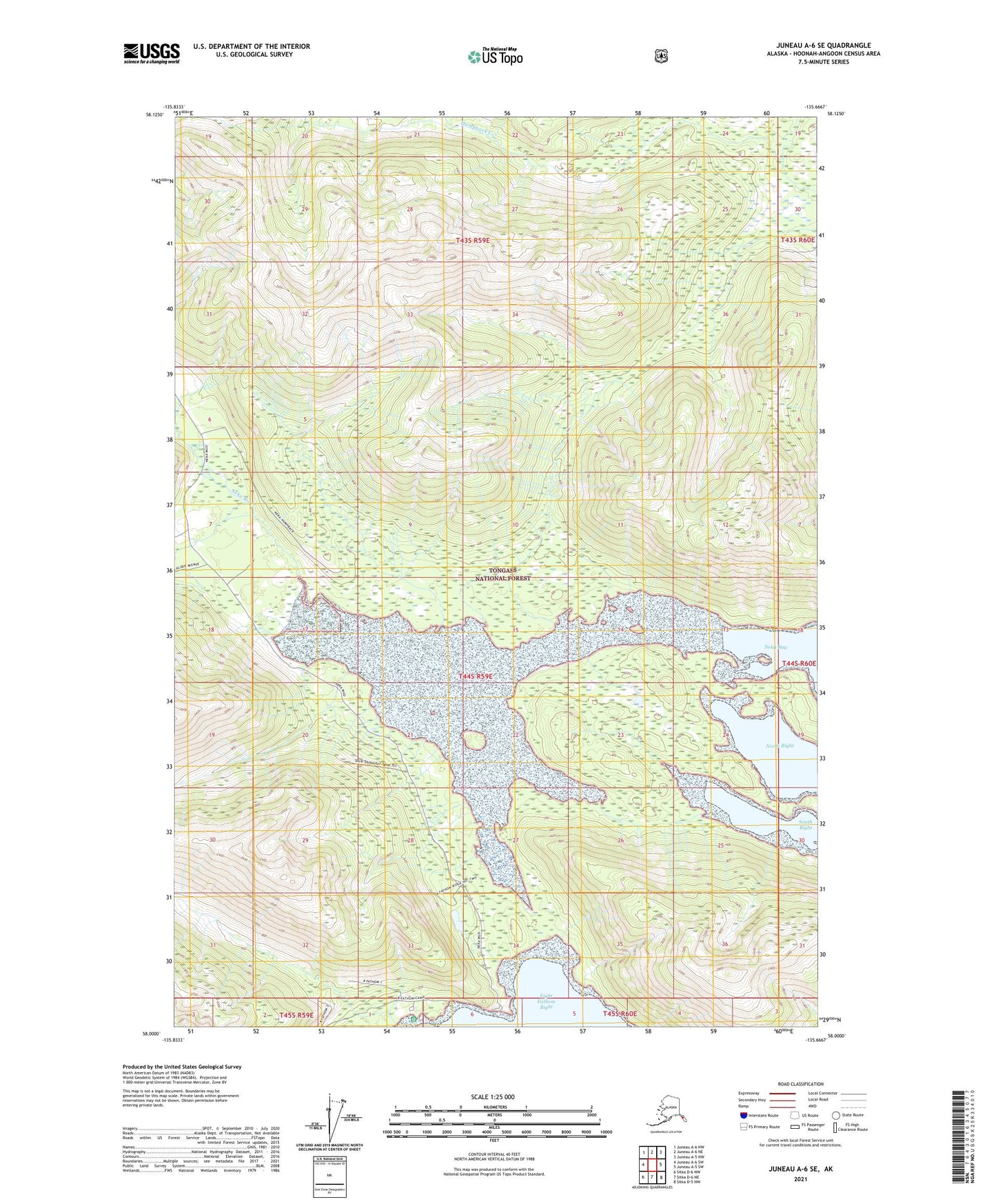 Juneau A-6 SE Alaska US Topo Map Image