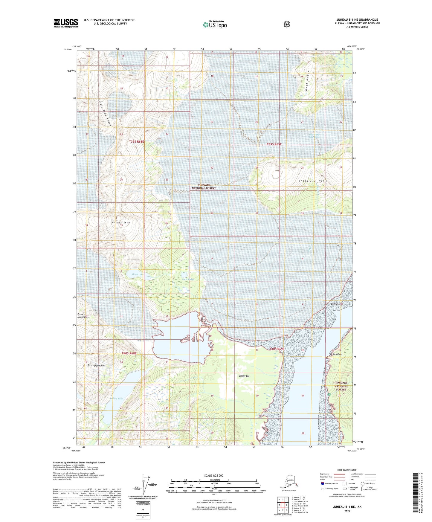 Juneau B-1 NE Alaska US Topo Map Image