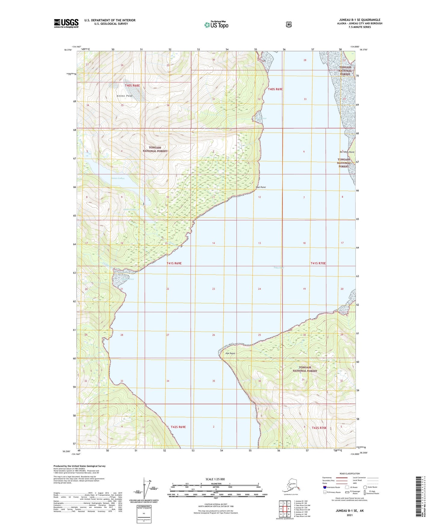 Juneau B-1 SE Alaska US Topo Map Image
