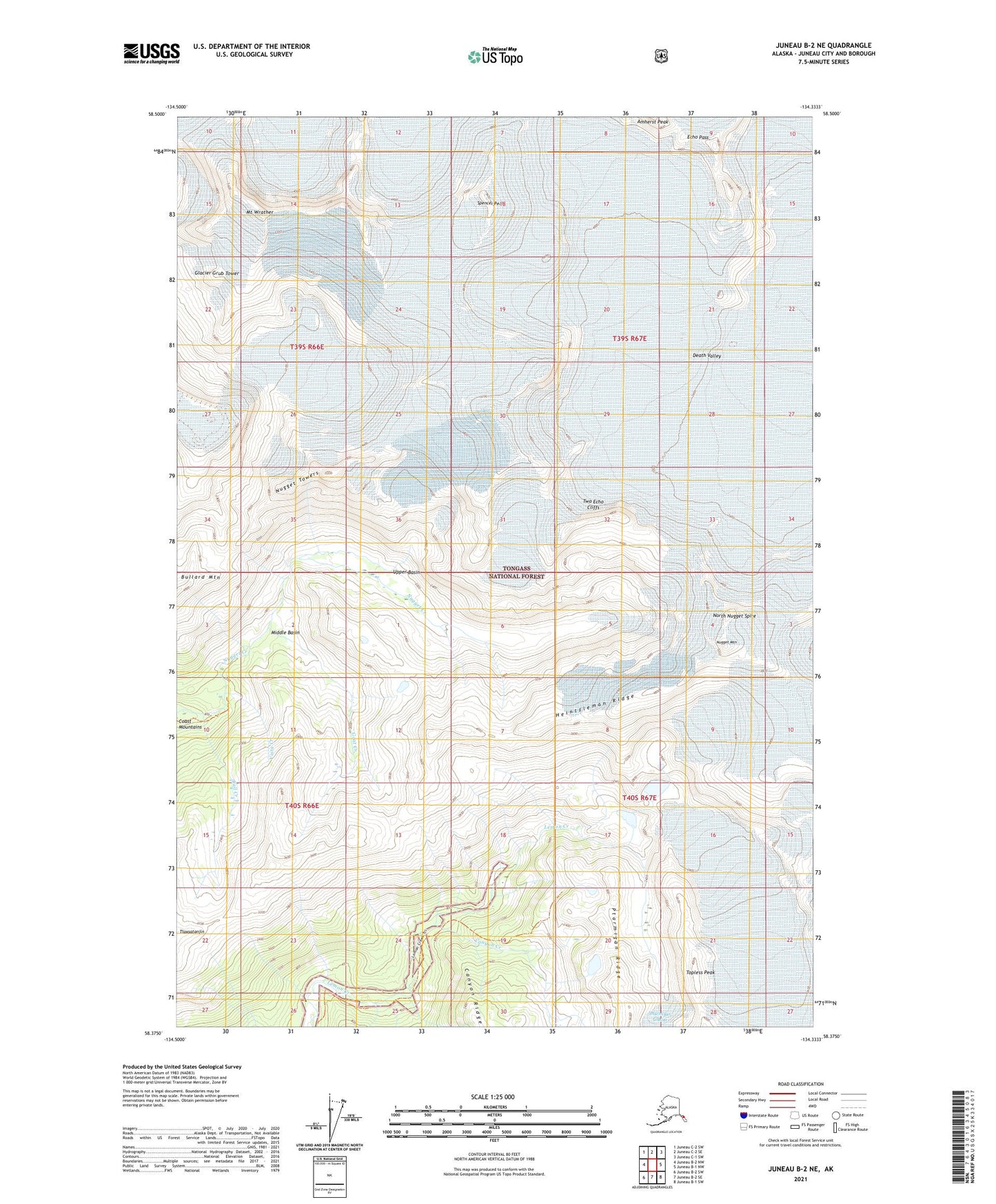 Juneau B-2 NE Alaska US Topo Map Image