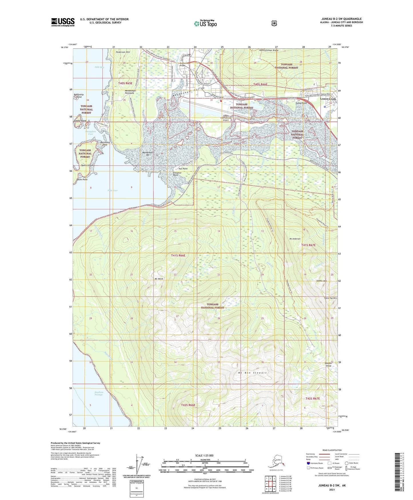 Juneau B-2 SW Alaska US Topo Map Image
